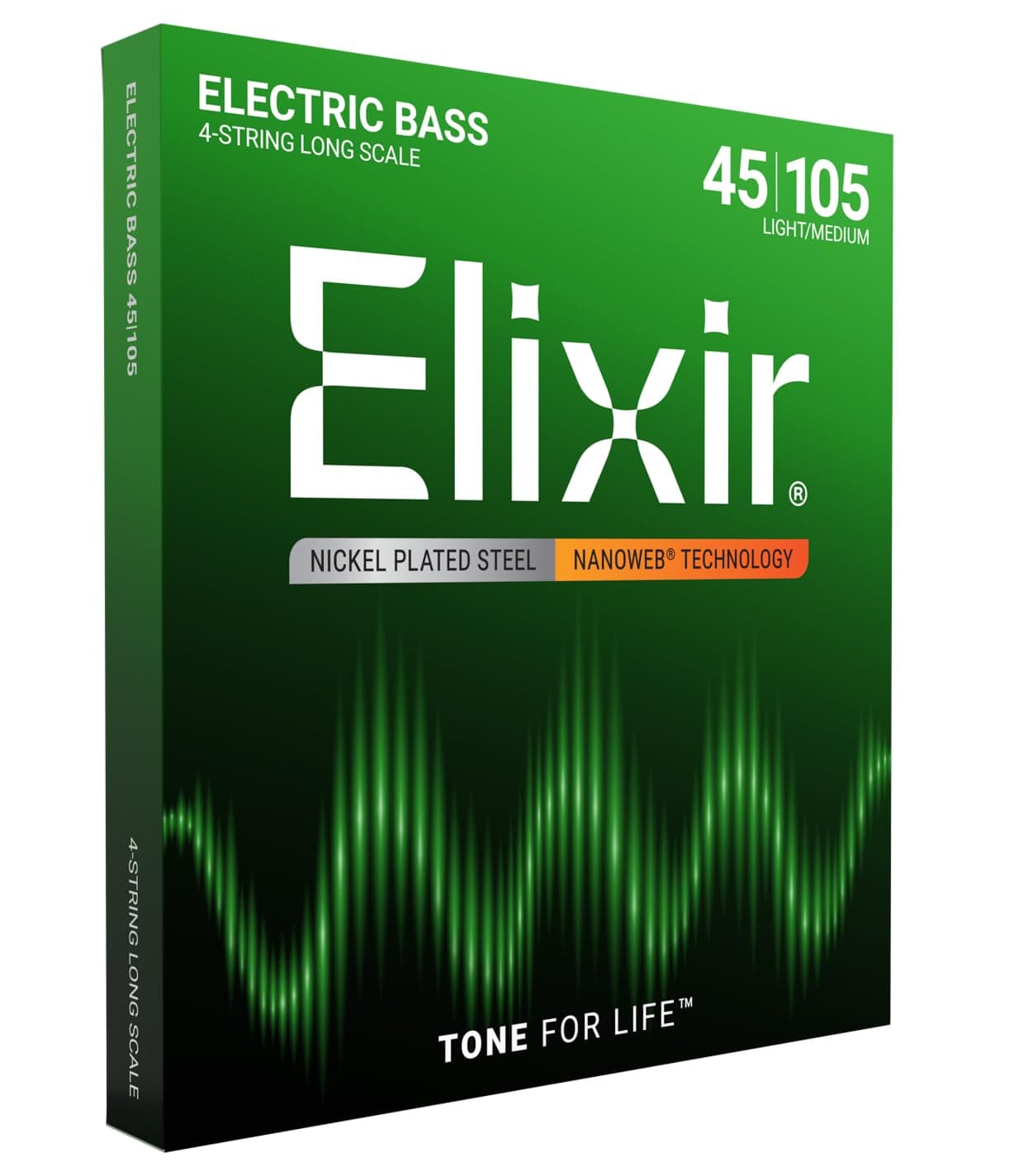 Strings, Electric Bass Guitar Strings, Nickel Plated Steel with NANOWEB Technology, Longest-Lasting Warm Tone with Comfortable Feel, 4-String Set, Long Scale, Light/Medium 45-105