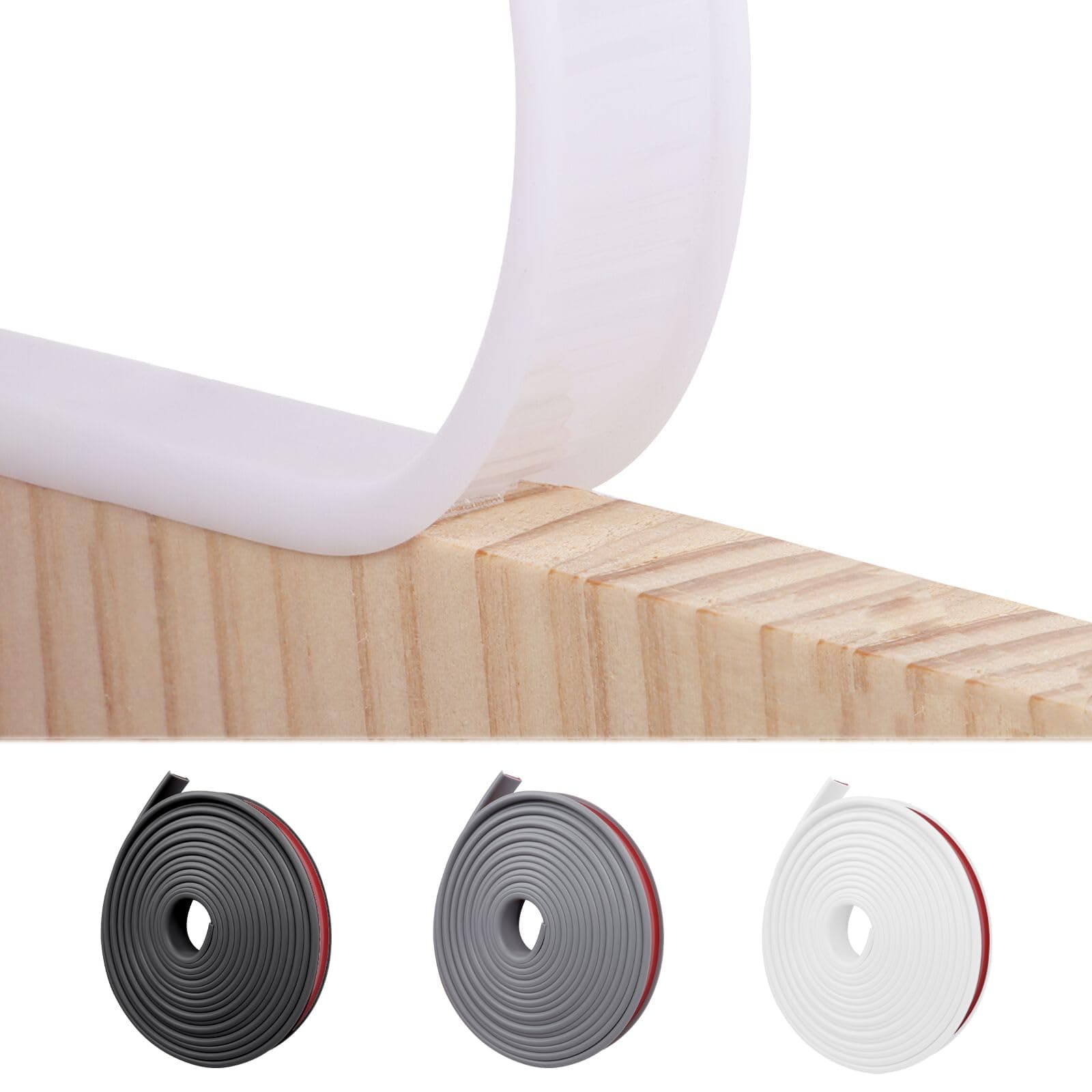 NiCoLa U-Shape Flexible Furniture Edge Banding, 5m×16mm White TPE Self Adhesive Veneer Edging Strip Edge, DIY Furniture Edge Trim for Table Cabinets Chairs Shelves Restoration (White, 16mm)