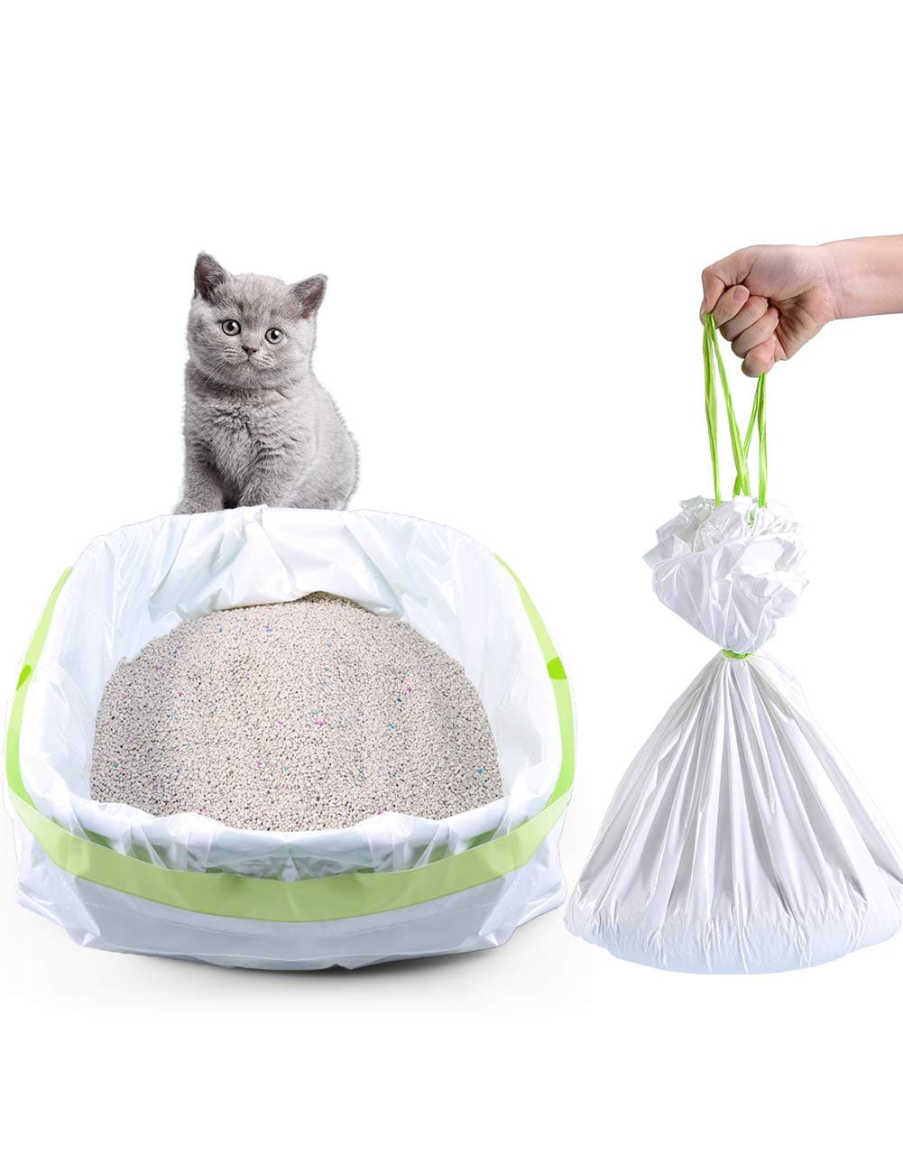 Cat Litter Liners Large, Jumbo Drawstring Extra Durable Pet Cat Pan Liners Extra-Thick Kitty Litter Box Bag-24 Count 36" x 19"