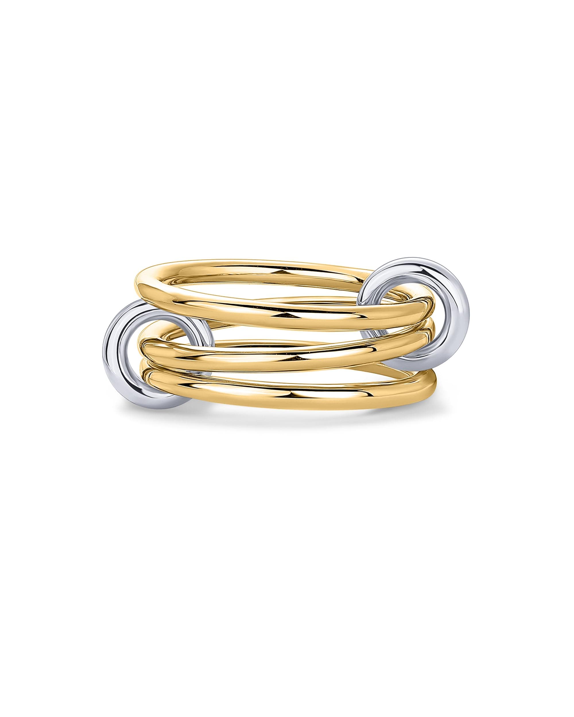 PAVOI 14K Gold Plated Interlocked Stackable Rings for Women - Statement Mixed Metals Multi Ring Stack - Cubic Zirconia Two-Toned Connected Bands Stacking Jewelry