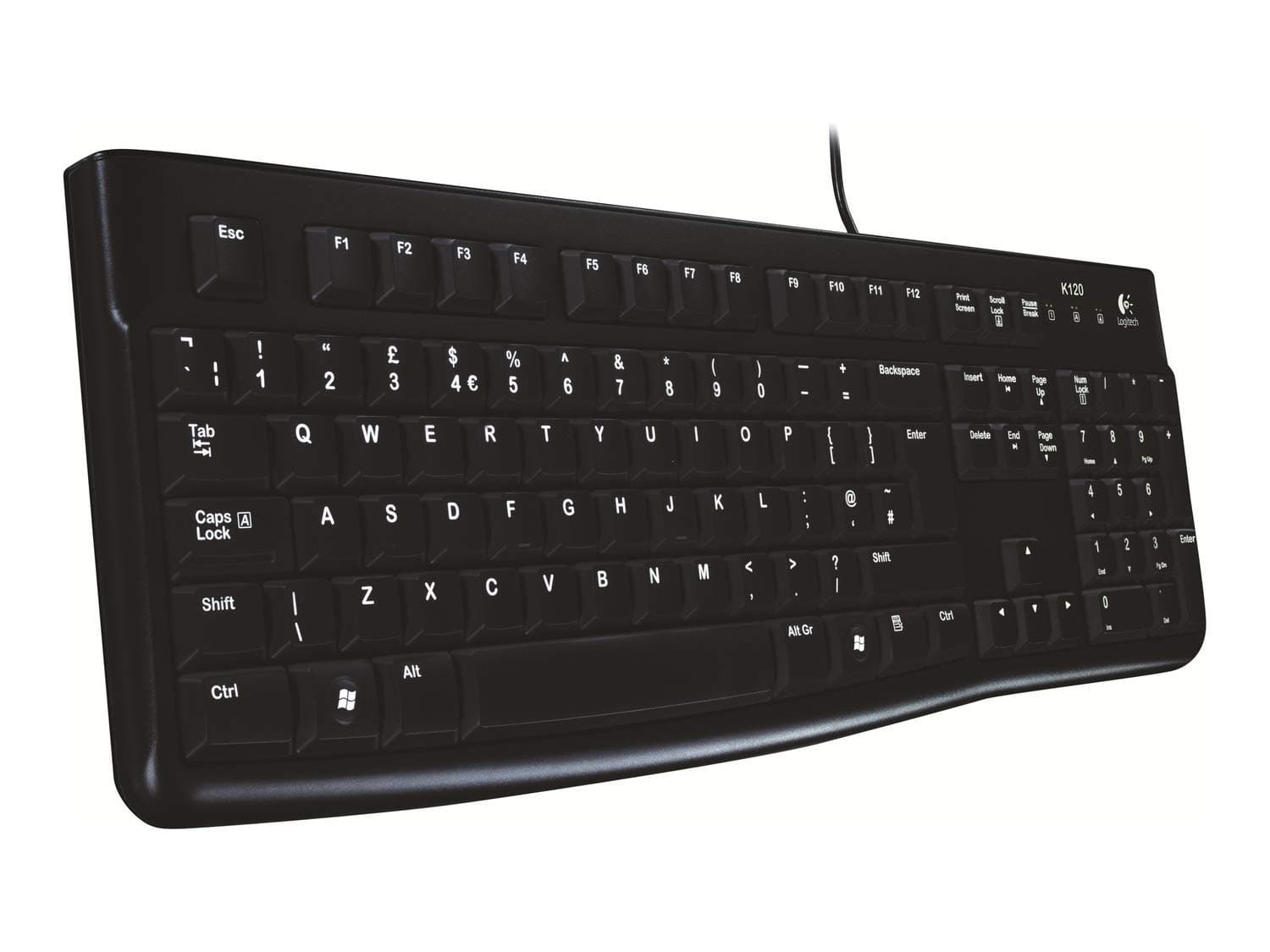 Logitech K120 Kabelgebundene Business Tastatur für Windows und Linux, USB-Anschluss, Leises Tippen, Robust, Spritzwassergeschützt, Tastaturaufsteller, Französisches AZERTY-Layout