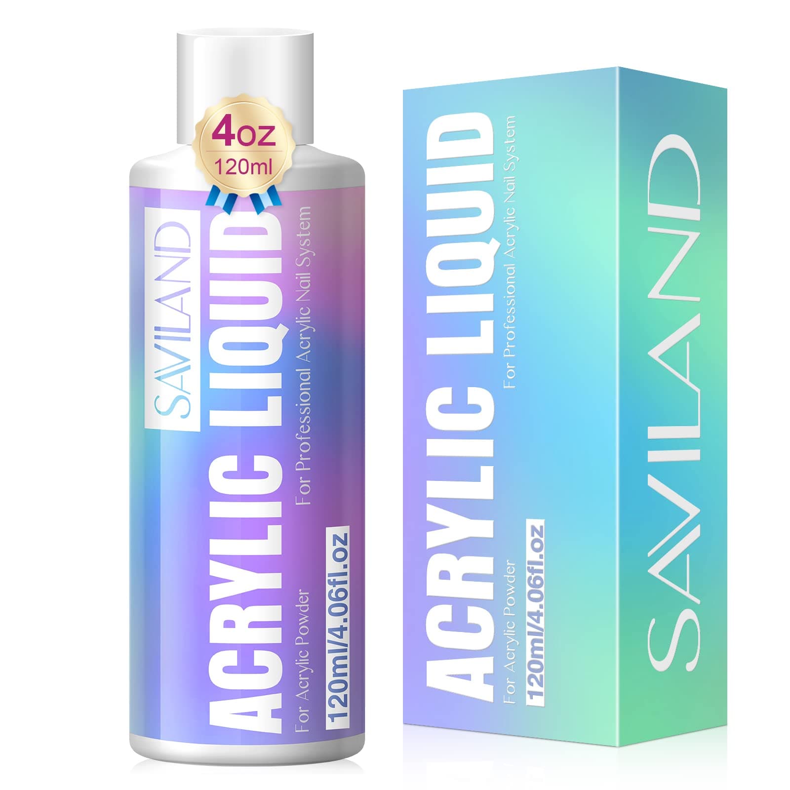 Saviland 120ml Monomer for Acrylic Nails – Acrylic Liquid Monomer for Acrylic Powder Non-Yellowing MMA-Free Formula Acrylic Monomer Liquid for Acrylic Nails Application Nail Extension & Nail Carving