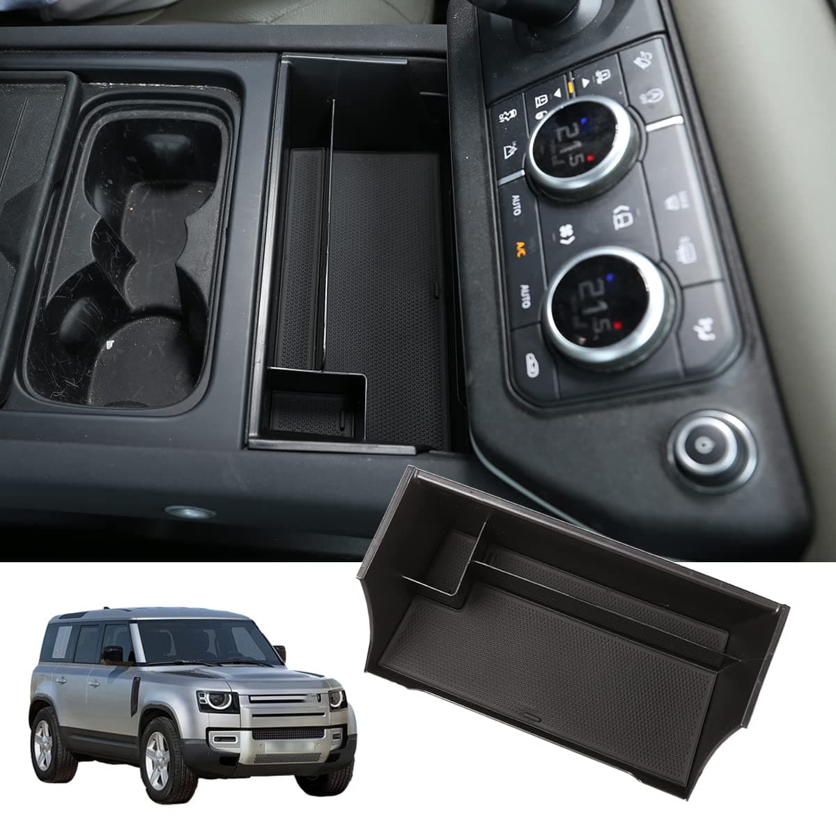 ABS Interior Center Console Box Storage Box Tray Organizer For LR Defender 90 110 2020-2024 Black Car Accessories (Update Black (Center Console))