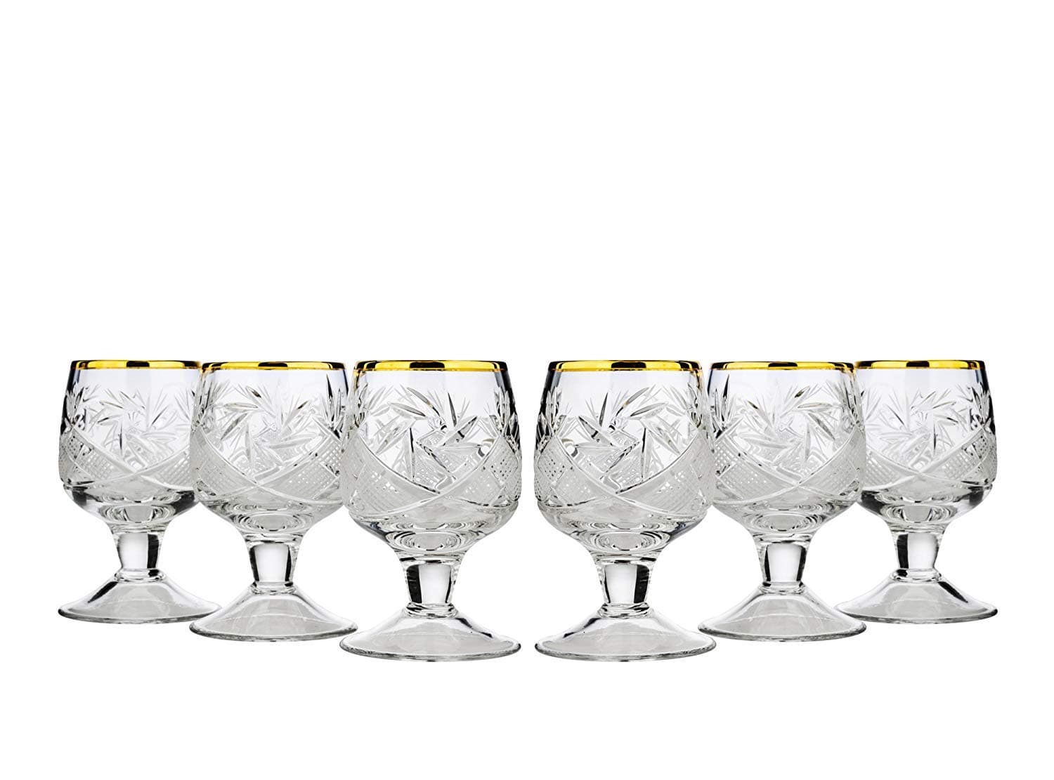 NemanSet of 6 Glassworks, 1.5-Oz Gold Rim Vintage Russian Crystal Shot Gl