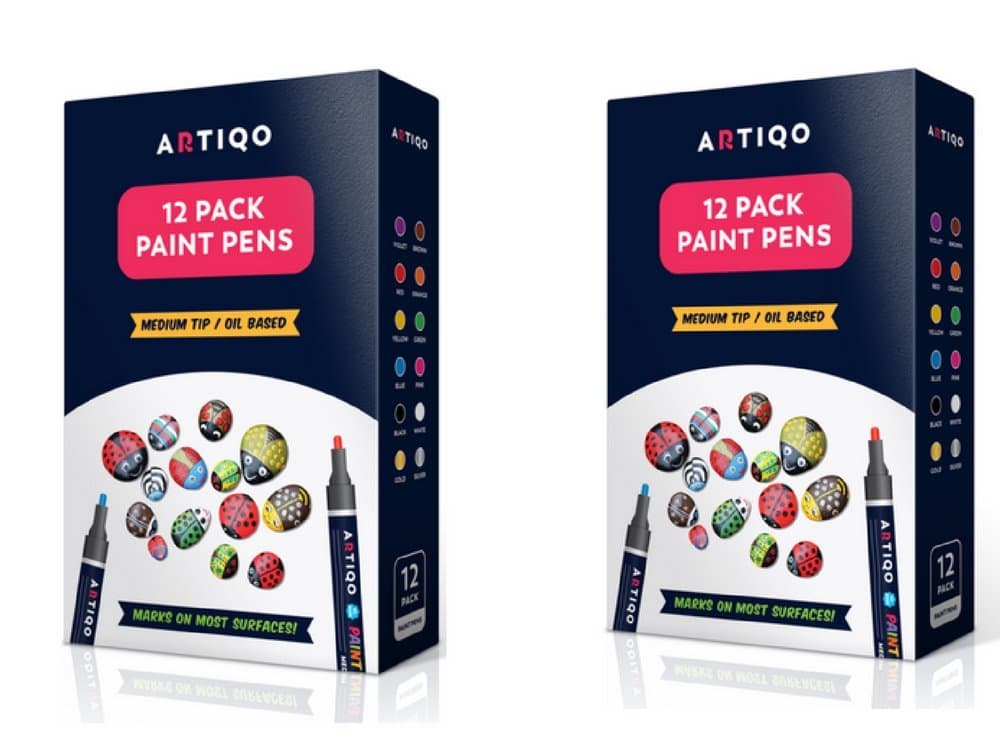 Paint Pen Markers Pack of 2 - Wood, Glass, Metal and Ceramic Works on Almost All Surfaces Set of 12 Vibrant Medium tip Oil Paint Marker Pens