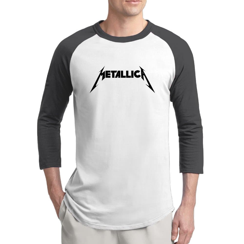 Metallica Logo Men's Vintage Baseball 3/4 Sleeve Plain Raglan Shirts Apparel