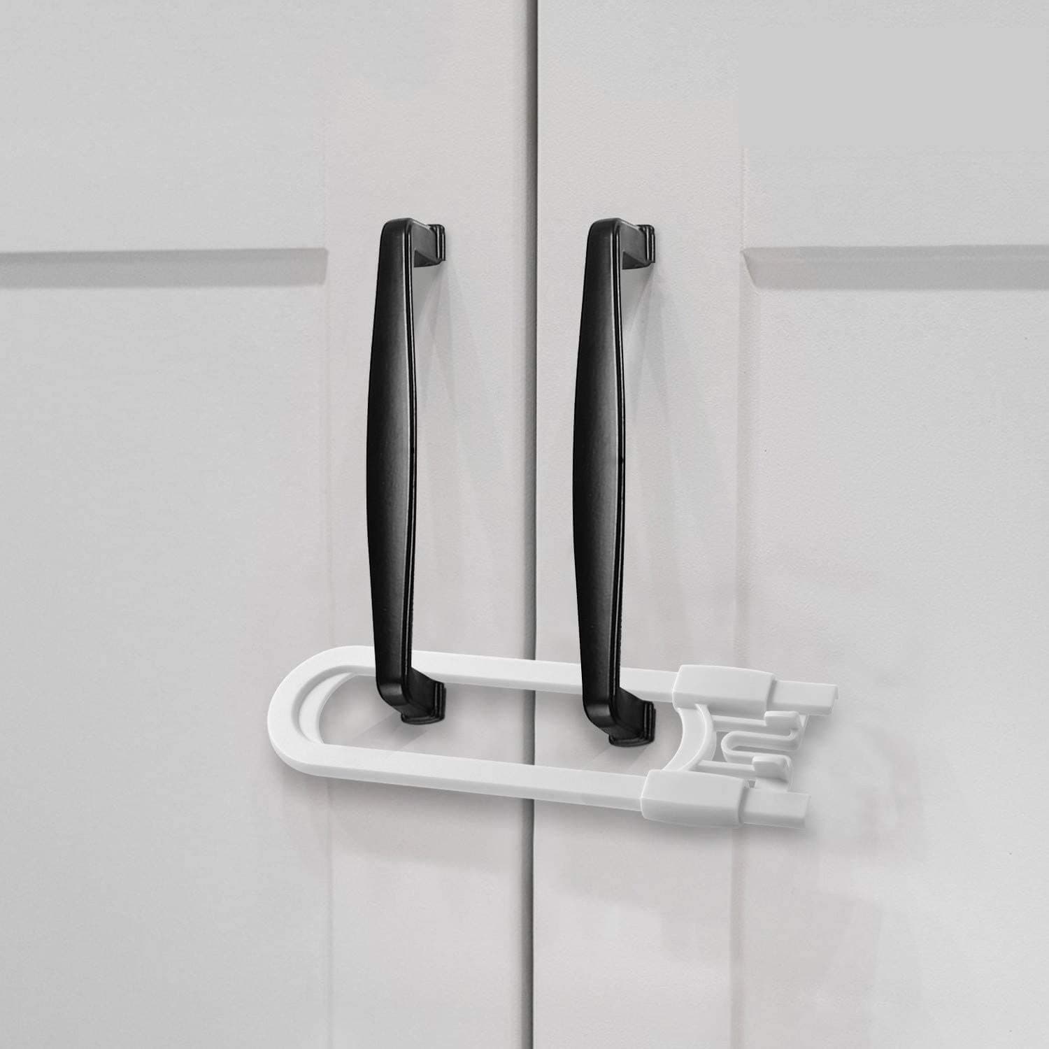 Adoric Sliding Cabinet Locks, U Shaped Baby Safety Locks, Childproof Cabinet Latch for Kitchen Bathroom Storage Doors, Knobs and Handles (8-Pack, White)