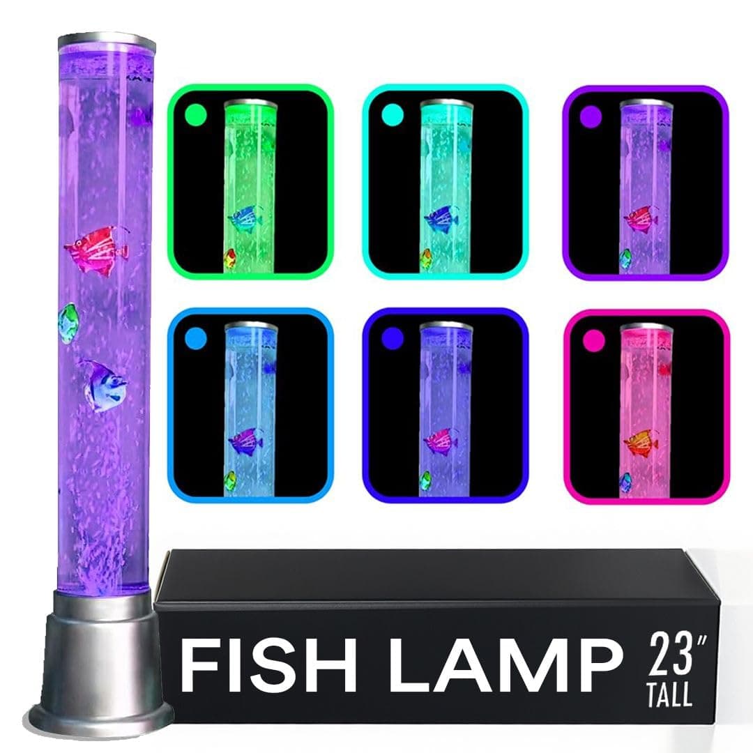 Fish Lamp Sensory Bubble Tube Lamps Aquarium Night Light 6 LED Color Changing Tubes Table Lamp Lava Bedroom Lamps Home Decor Desk Fish Tank Gifts Men 1.9FT