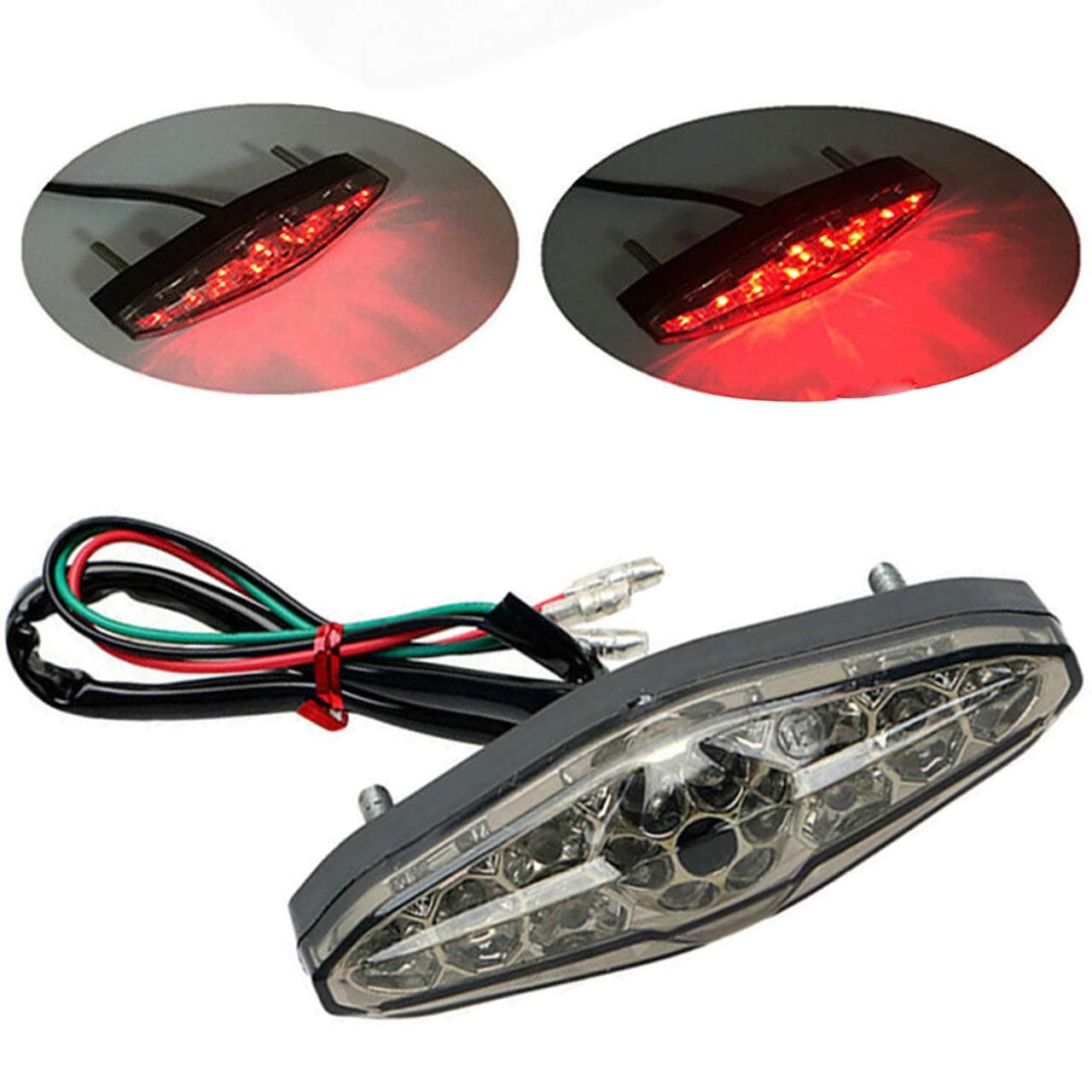 Yibid Smoke Len 12V Universal 15 LED Motorcycle Rear Tail Brake Stop Running Light for Motorcycle Suzuki Kawasaki Ducati Honda Racer Cruiser Quad Dirt Sports ATV Motorbike 4x4 off road Street Bikes