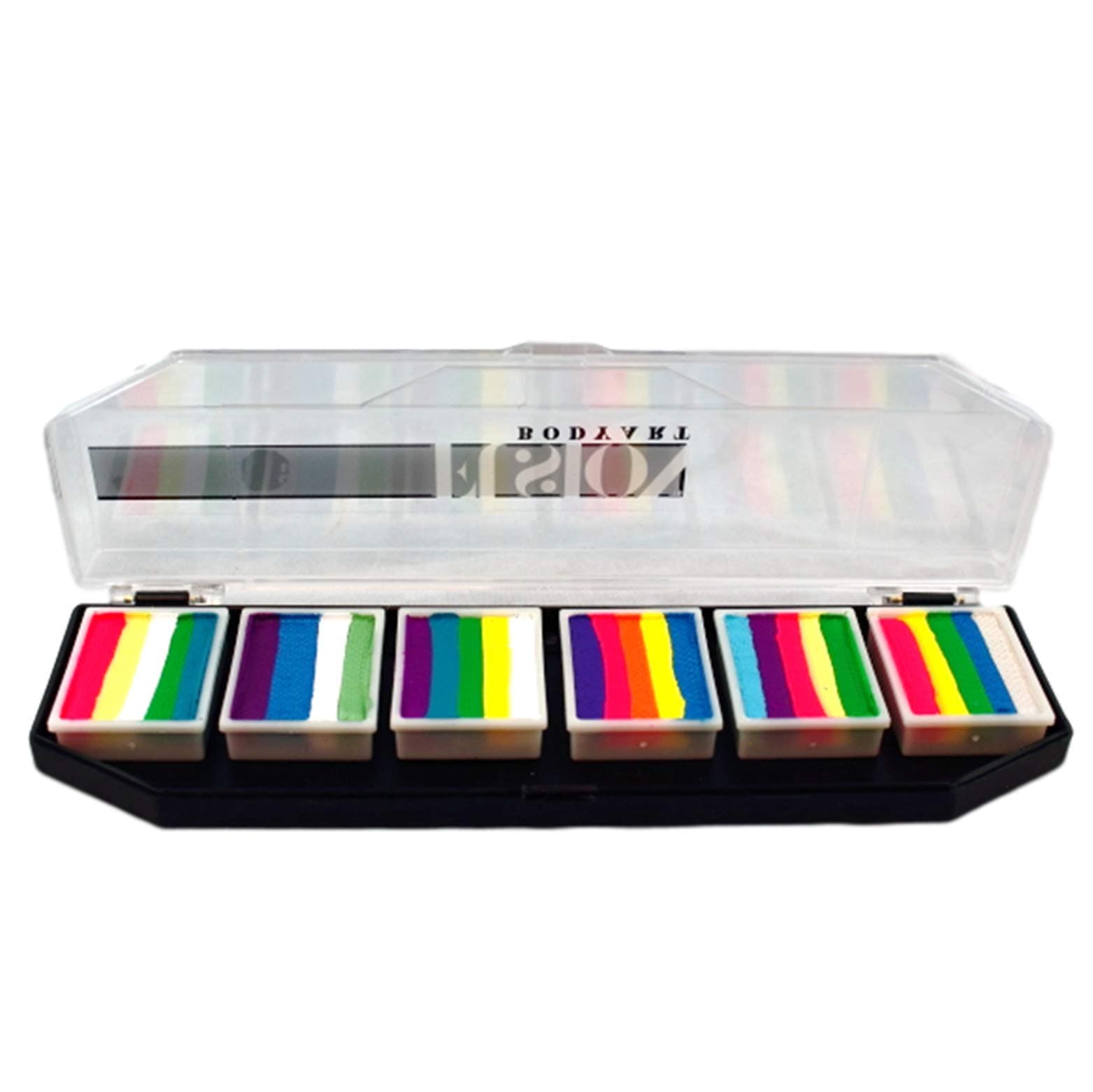 FUSION BODY ART Professional Face Painting Palette Mermaids & Unicorns | Safe Non-Toxic Makeup Face Paint Kit for Professionals | Rainbow Designs - Cosplay & Art Supplies