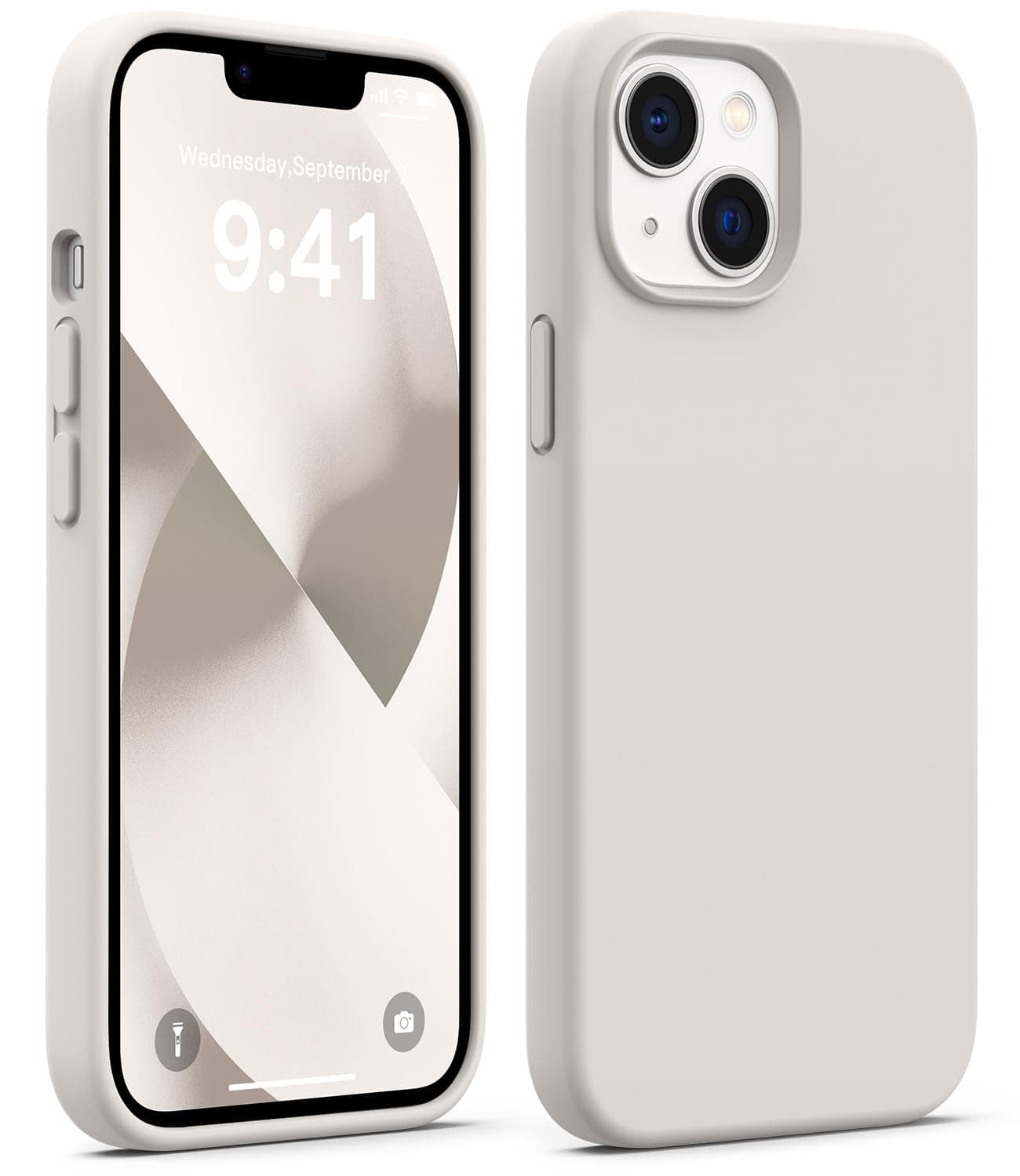 AOTESIER Compatible with iPhone 13 Case, [Silicone Slim Series] Full Body Shockproof Protective Phone Case with Soft Anti-Scratch Microfiber Lining, 6.1 inch, Stone