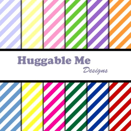 Multi Color Stripes Scrapbook Paper - Digital Files on CD