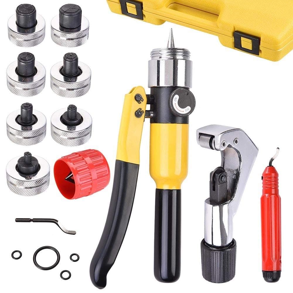 Swage Pipe Expanding Kit Hydraulic Tube Expander Tool Swaging 7 Lever Tubing HVAC Tool w/Case