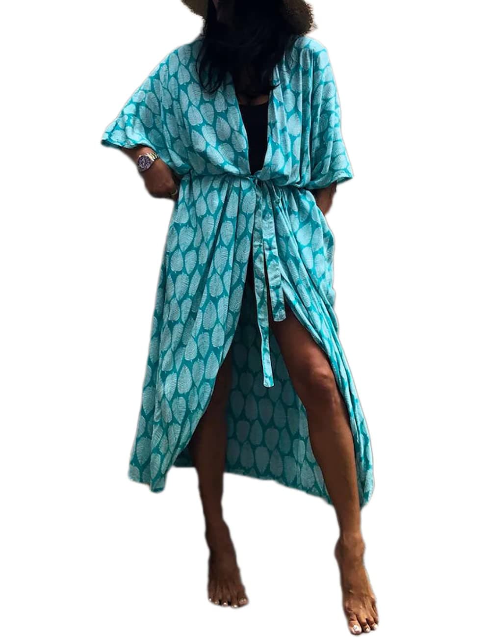 Stylish Tie Dye Open Front Long Kimono Swimsuit Cover up for Women
