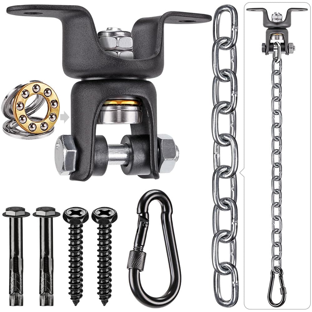 BeneLabel Hanging Kits Hammock Chair Hardware, Heavy Duty Swing Hanger with Chain for Indoor Outdoor Playground Hanging Hammock Chair Punching Bags, 2 Screws, 600 LB Capacity, 47"/4ft, 360° Rotation