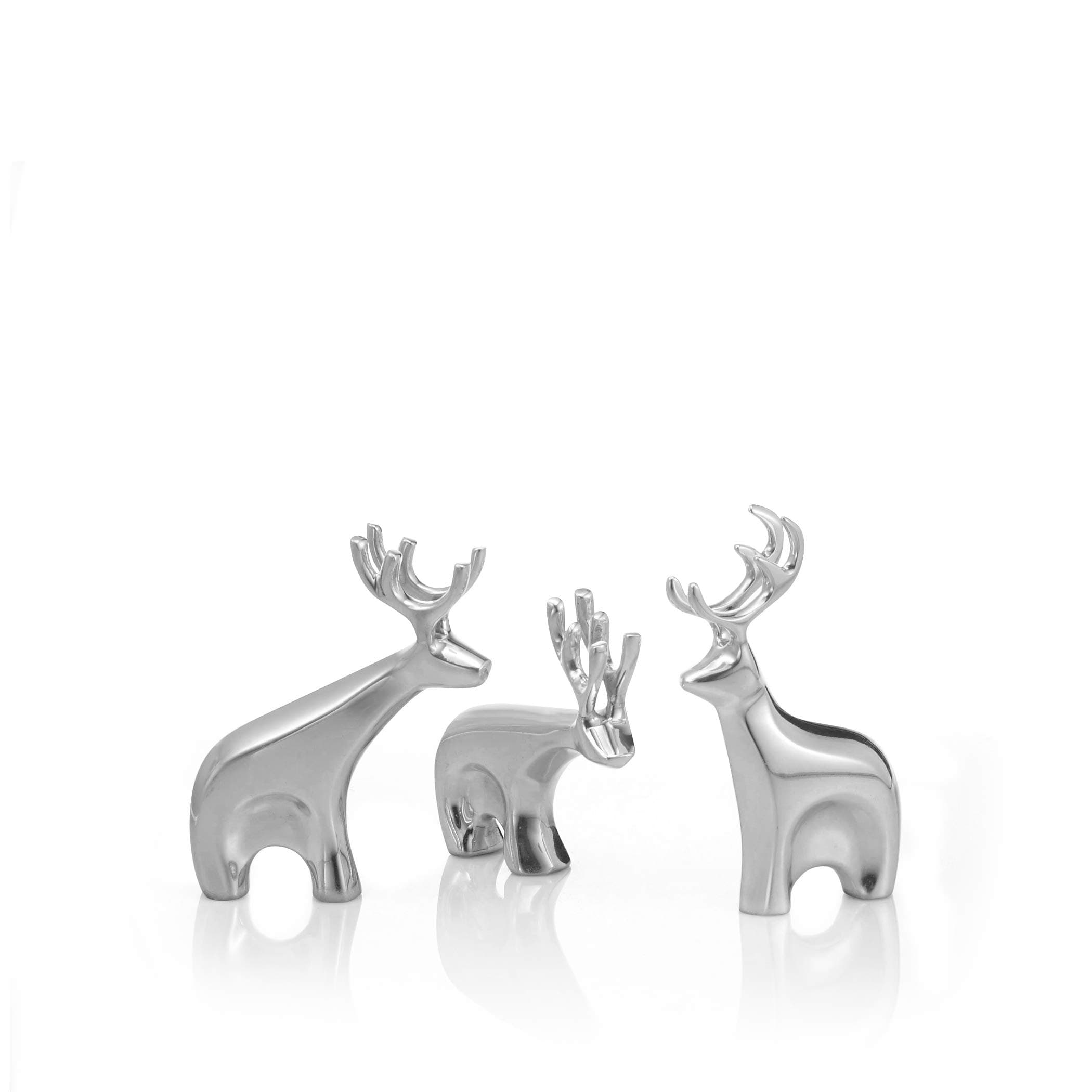Nambé Miniature Dasher Reindeer Set – Trio of Sculpted Collectible Figurines, Santa’s Sleigh Team Holiday Display, Elegant Alloy Christmas Decorations for Tabletop or Shelf, 3.25–4.75" Tall