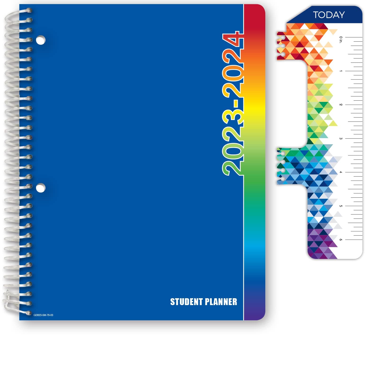Global Datebooks Dated Middle School or High School Student Planner for Academic Year 2023-2024 Includes Ruler/Bookmark and Planning Stickers (Matrix Style - 7"x9" - Blue Colors)