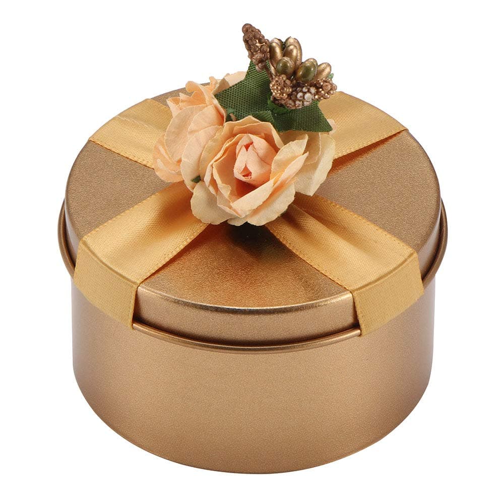 Winbang Candy Box, Round Party Wedding Storage Case Decor Tinplate Gift Box Delicate Appearance (1pc Round)