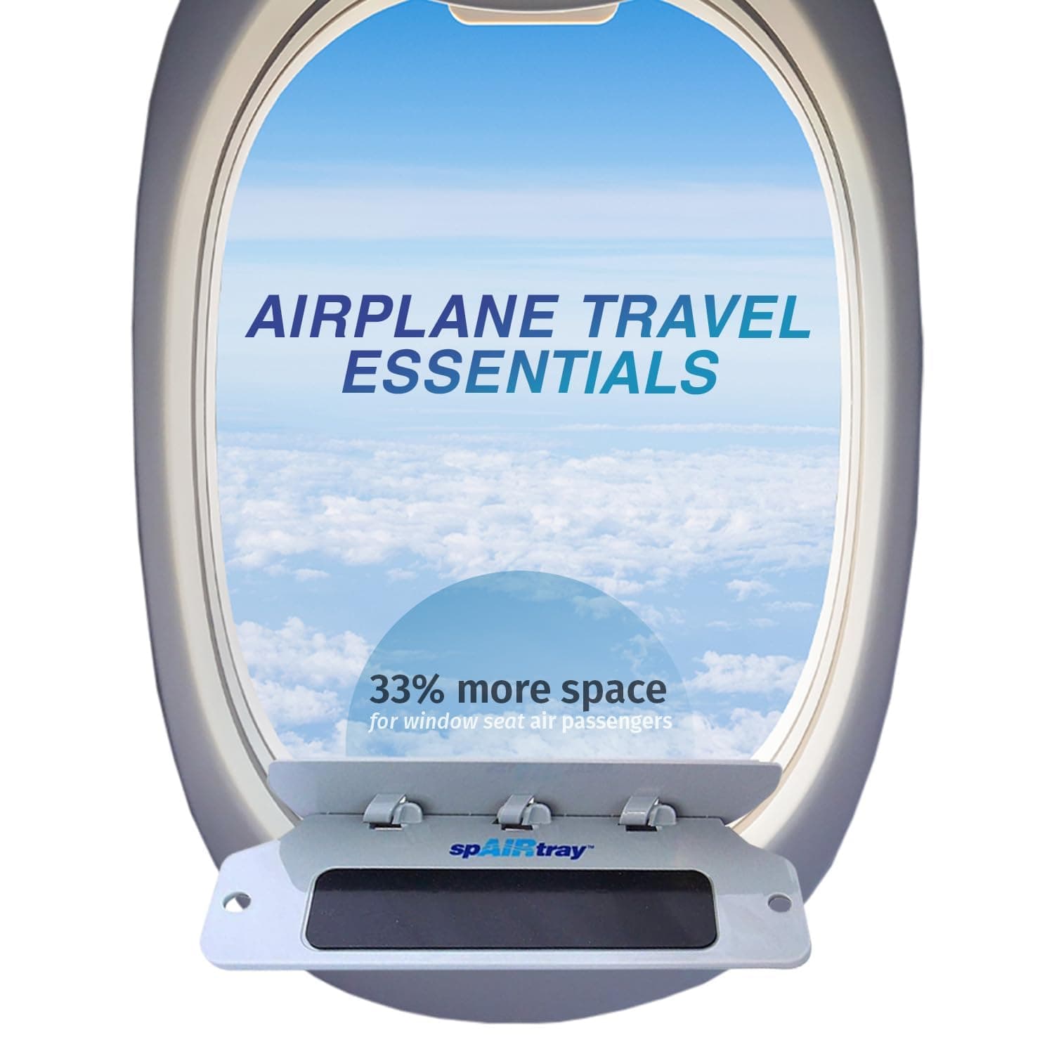 spAIRtray Travel Shelf - Airplane Travel Essentials Window Organizer, Air Travel Accessories for Long Flights, Portable Tray, Ideal Gifts for International Travelers, Airplane Window Tray