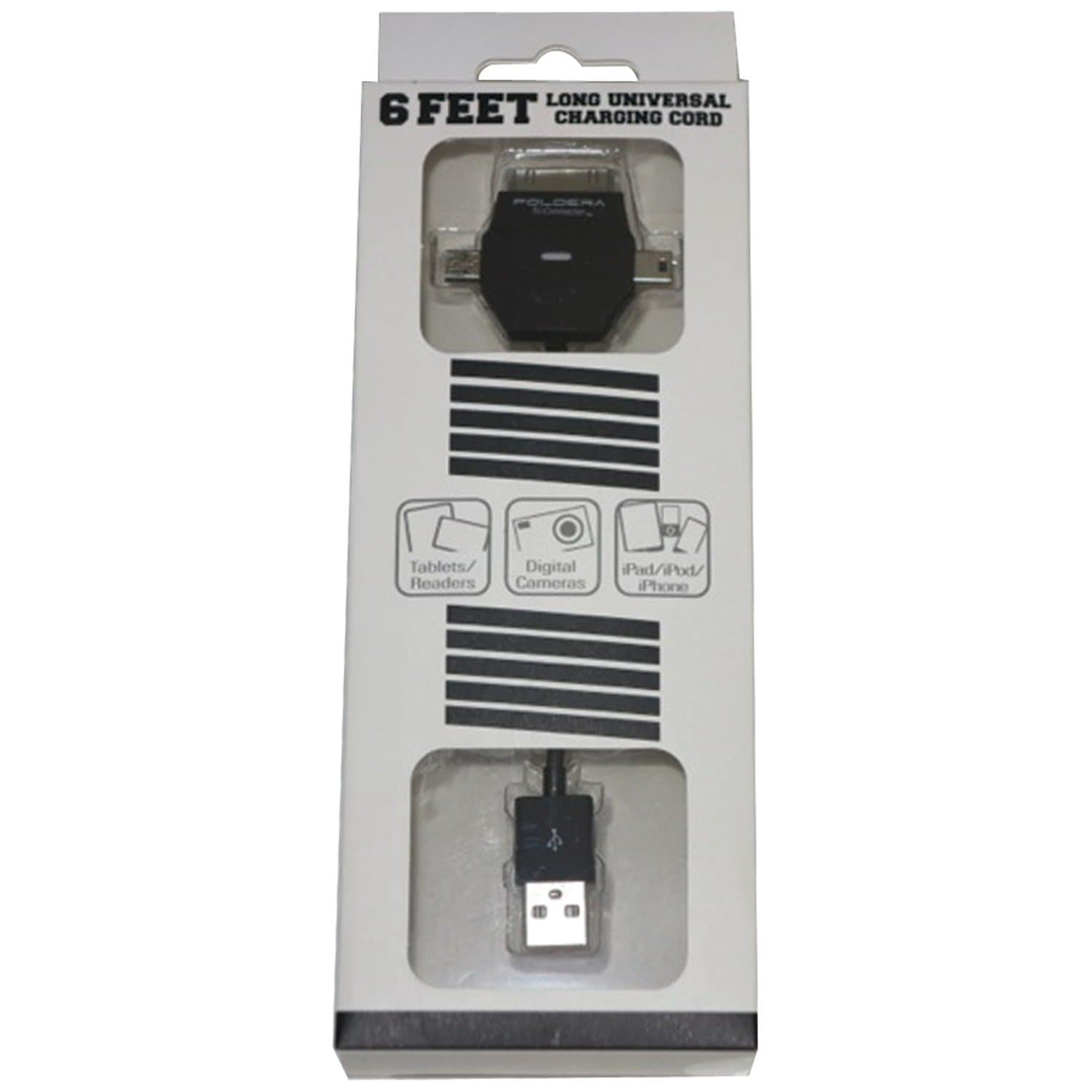 Poldera CC6TRI- BLK 6-Feet Candi Cord Tri-Connector for All Smartphones - Retail Packaging - Black