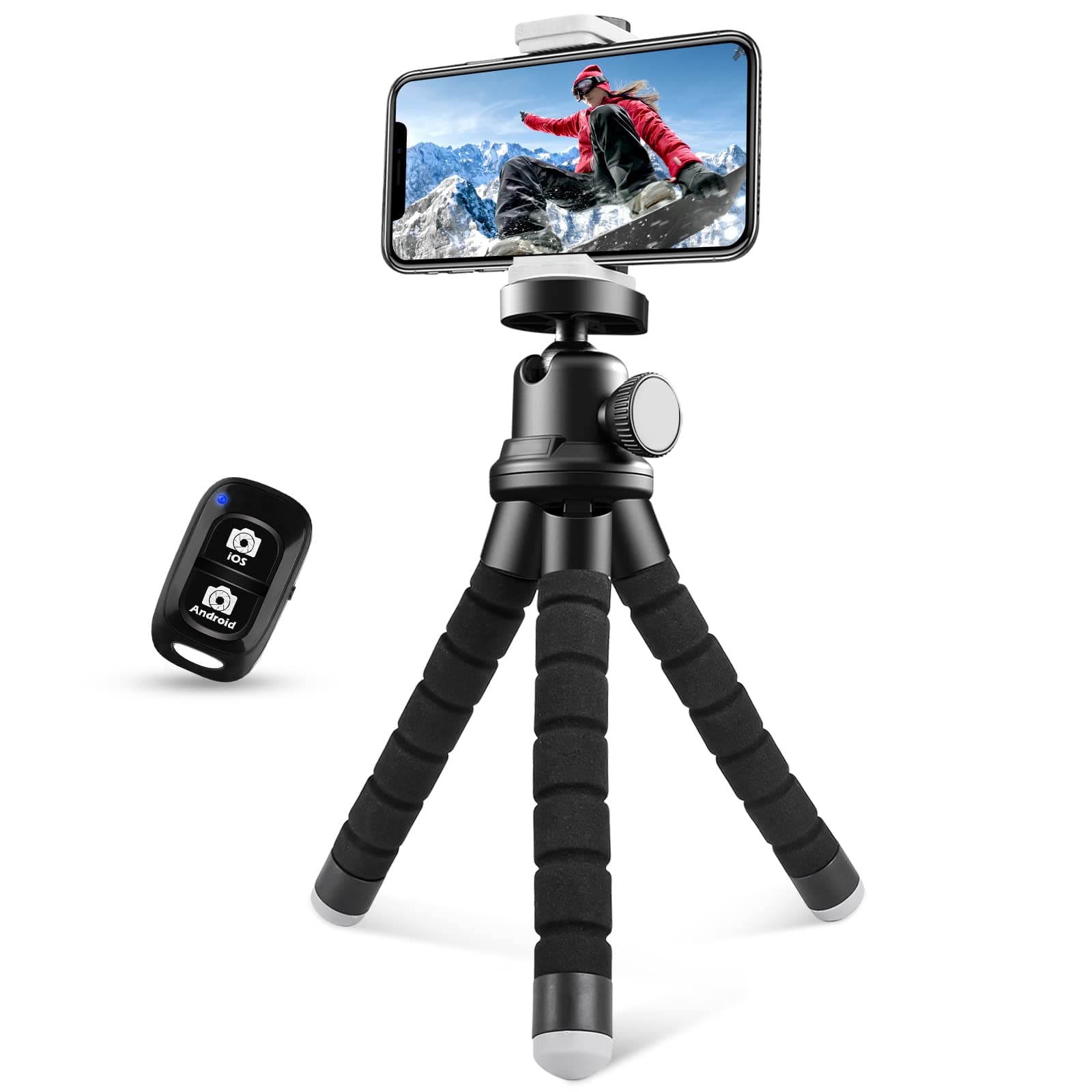 - Sensyne Phone Tripod, Flexible Cell Phone Tripod with Phone Holder and Wireless Remote, Mini Travel Tripod Stand, Compatible with All Cell Phones, Cameras