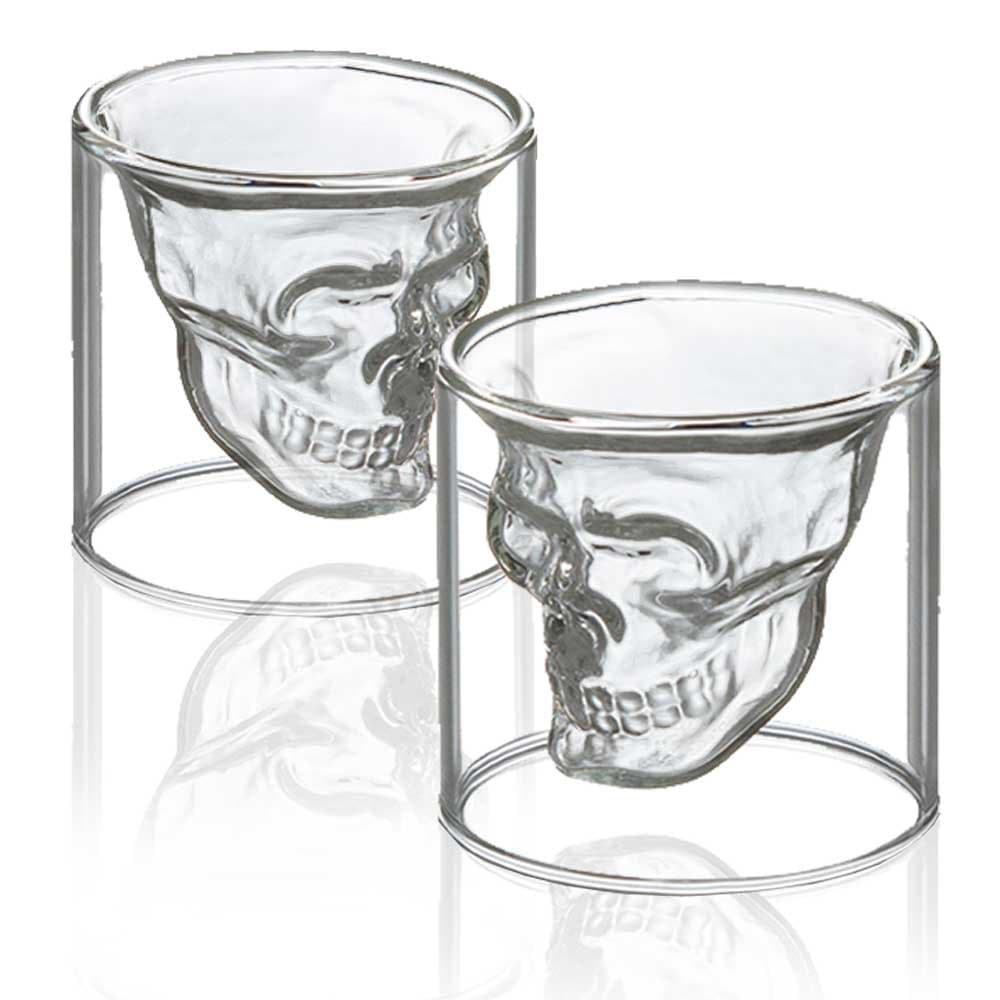Skull Glasses -- Double Wall -- Set of Two -- 8oz Each