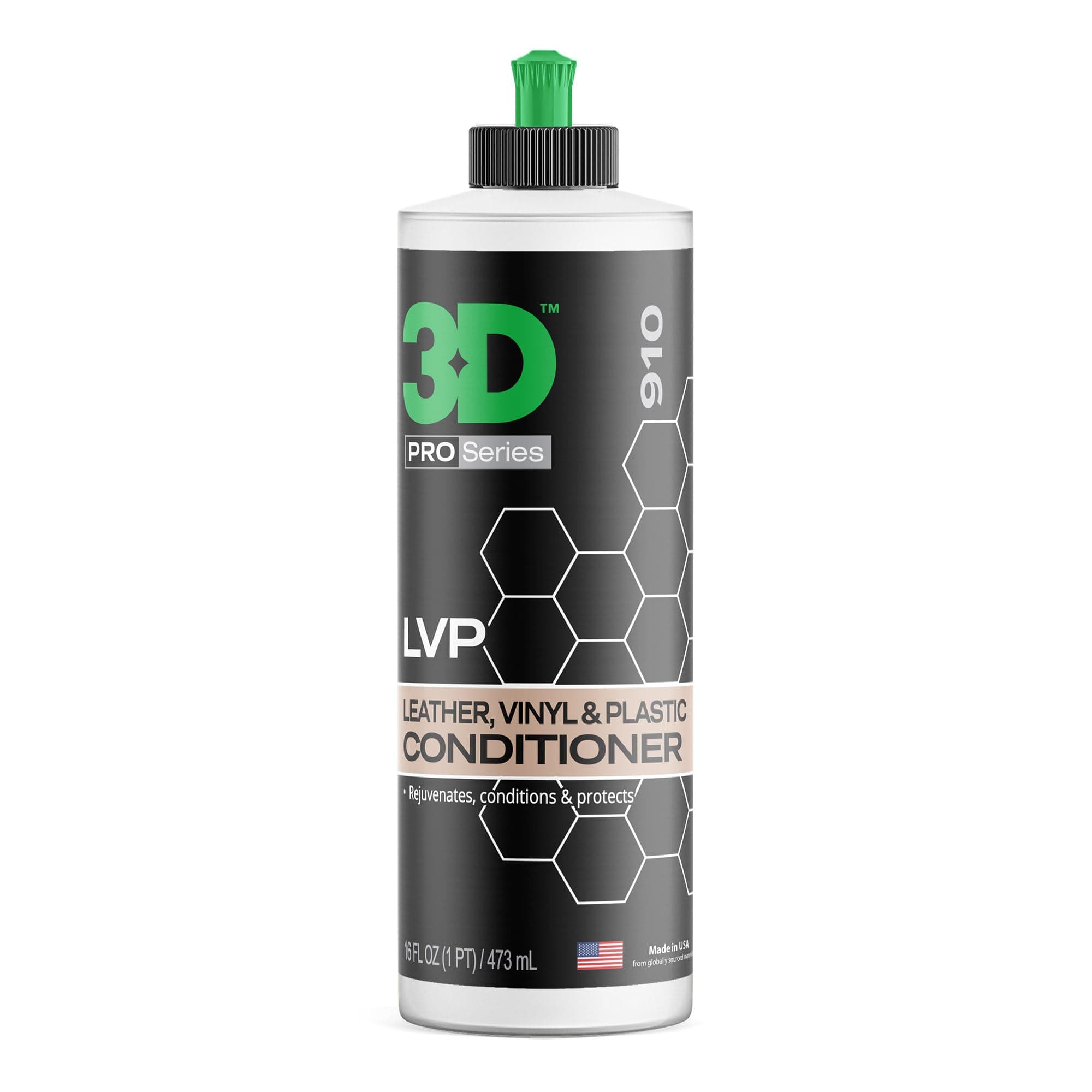 3D Leather, Vinyl & Plastic Conditioner | Restores, Conditions & Protects Car Interiors | Non-Greasy UV Protection for Seats, Steering Wheels, & Trim |16 oz