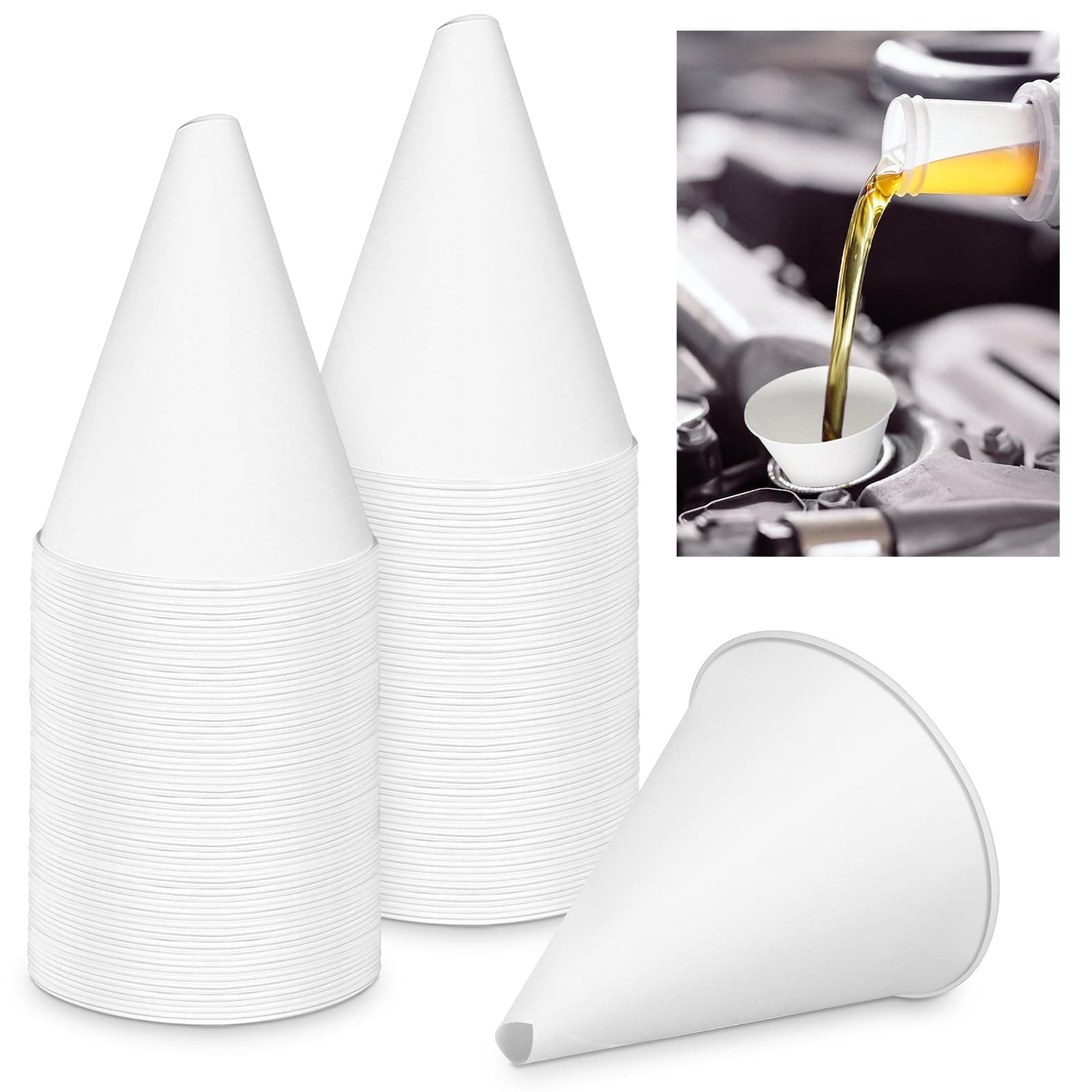 25 Pcs Paper Funnels for Motor Oil 6 oz Disposable Engine Oil Funnel for Gas Car Change Cone Fluid Automotive Use Dispensers or Kitchen Filling Bottle