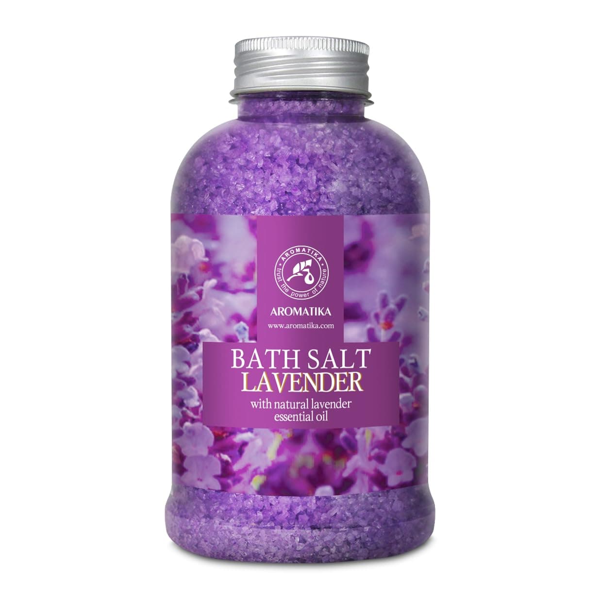 AROMATIKA trust the power of natureBath Salts Lavender w/Natural Lavender Essential Oil 600g for calming and relax - Aromatherapy Salts Lavender