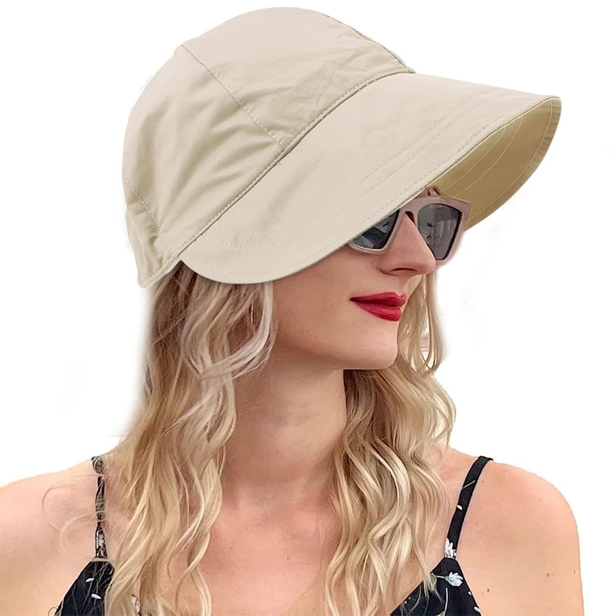 Bucket Hat for Women Sun Protection Wide Brim Beach Hat Sun Hats for Women Fashion Lightweight Quick Dry Summer Cap for Beach, Cycling, Travel - Adjustable Drawstring Closure