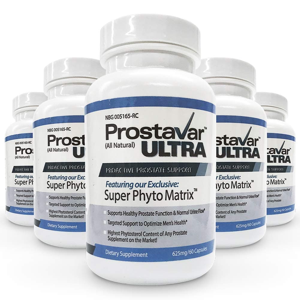 5 Bottles New Improved from Maker of Original Prostavar Ultra Prostate Support 600mg 90% Beta-Sitosterol & Grape Seed Extract