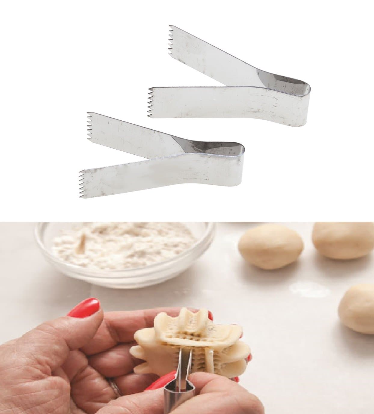 Tredoni 2pcs | 2.4" Pastry Tongs - Maamul Cookie Maker & Service - Dough Scraper Press