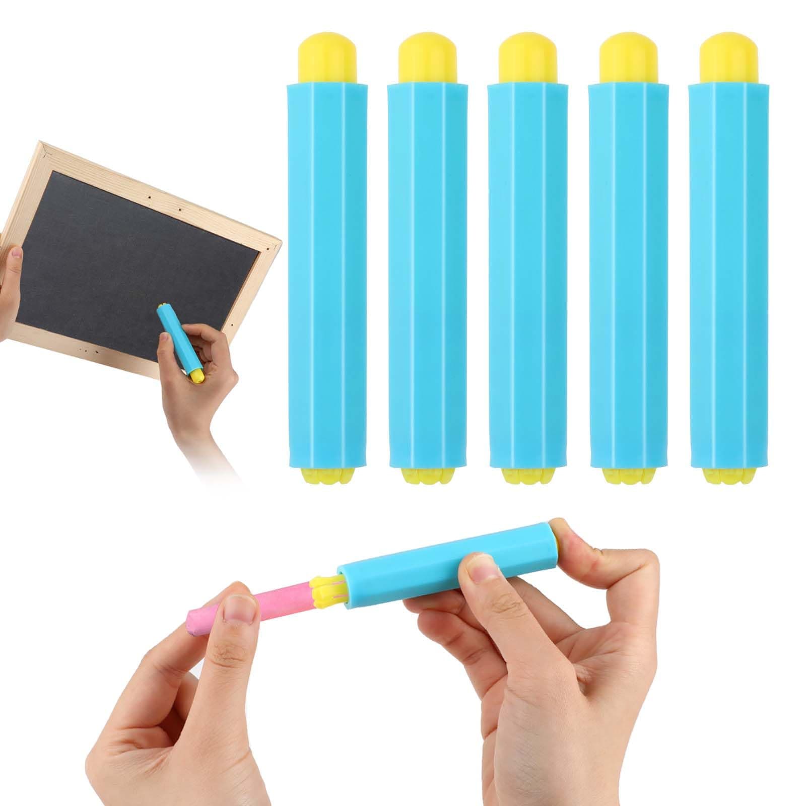 Qianyu 5-Piece Colorful Plastic Chalk Holders - Blackboard Adjustable Chalk Clip Set for Teachers & Kids - Protects Hands