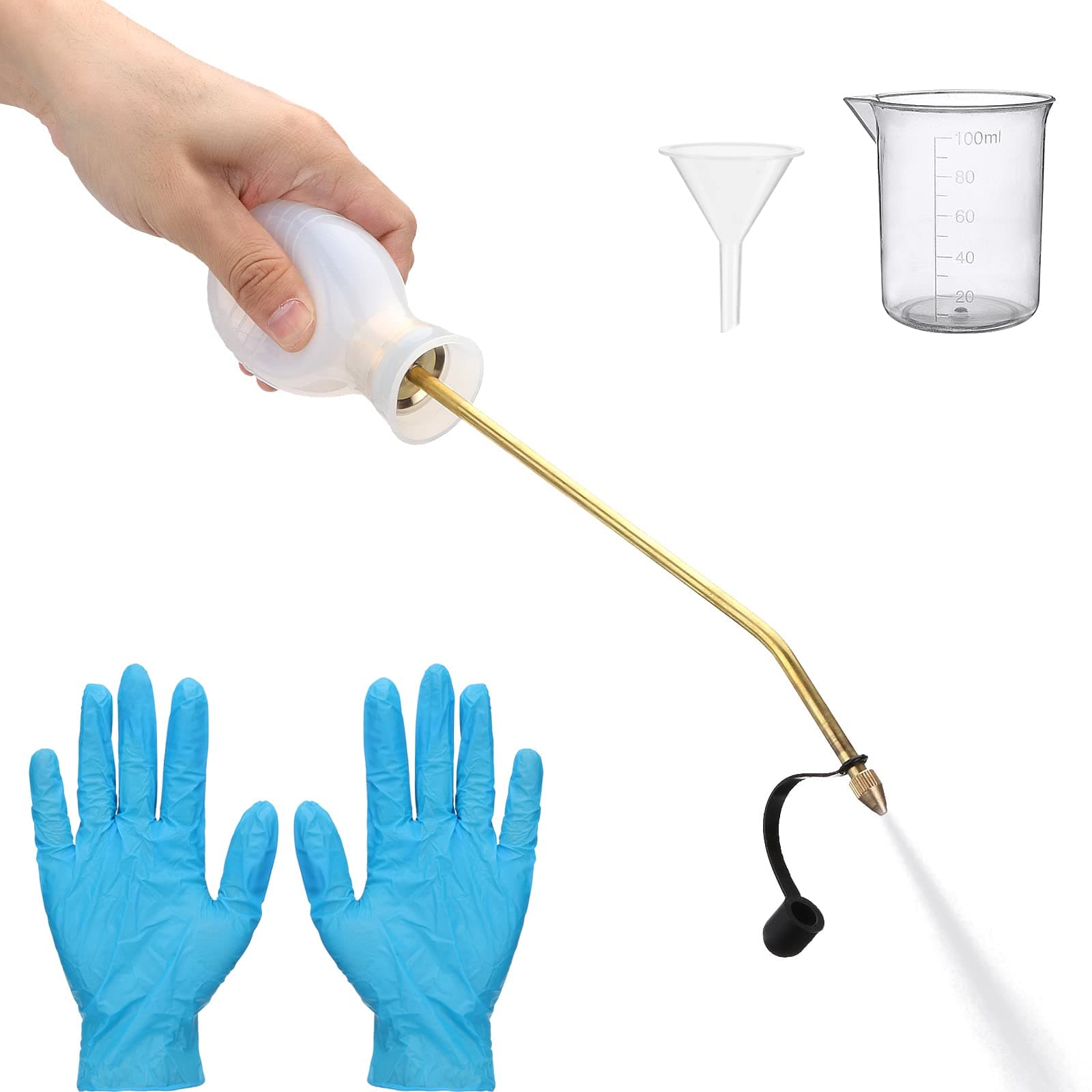 Bulb Duster Applicator Pest Control Bulb Duster Sprayer Wasp Nest Killer with Long Copper Tube