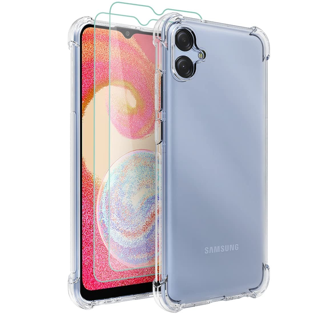 Osophter for Samsung Galaxy A04E Case: Clear Transparent with Screen Protector TPU Shock-Absorption Flexible Cell Phone Cover for Samsung A04E(Clear)
