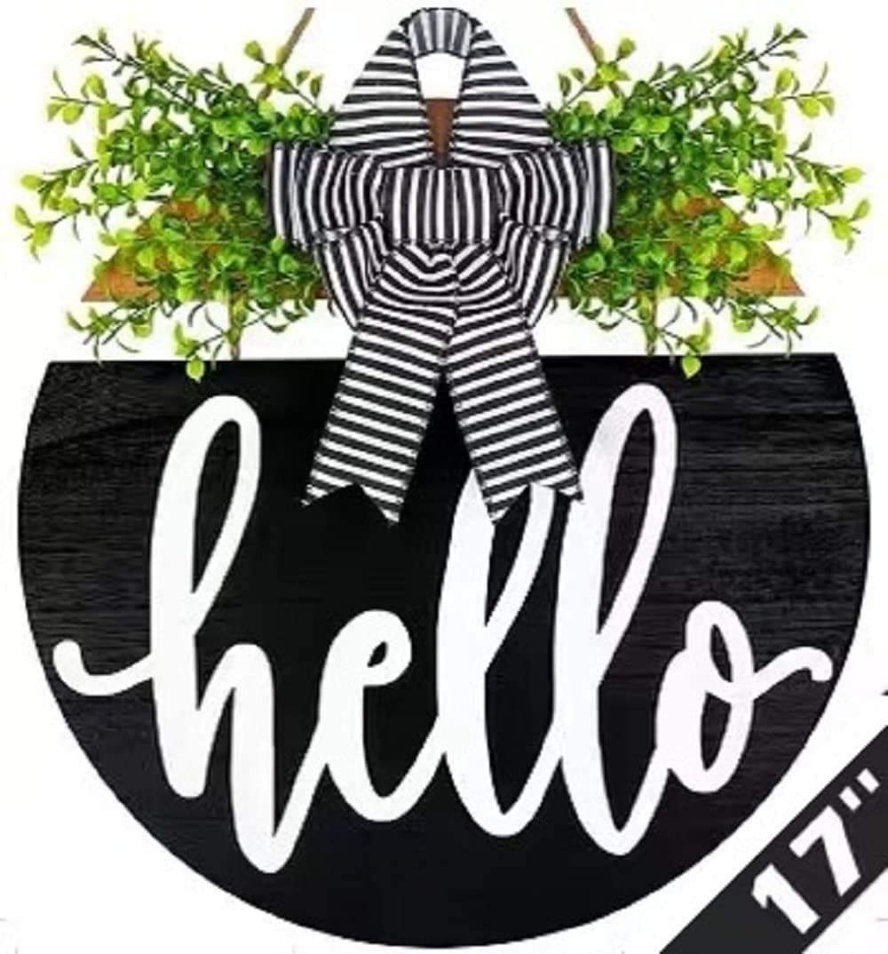 17 inch Rustic Welcome Sign with Bow and 3D Letters for Front Door