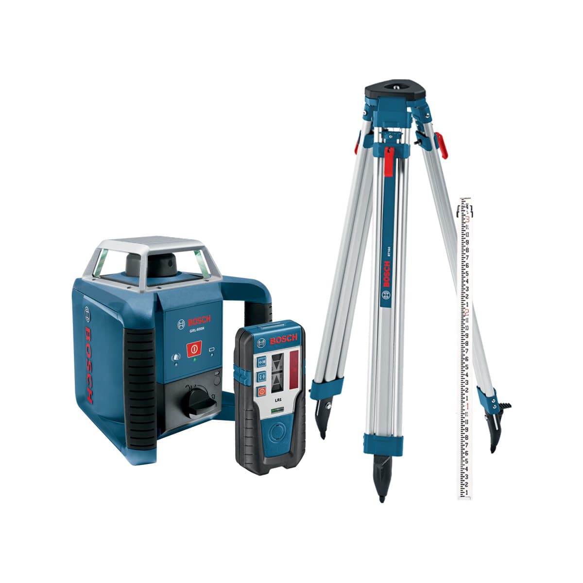 Bosch Exterior Self-Leveling Rotary Laser Kit with Receiver, Tri-Pod, Grade Rod, and Hard Case GRL400HCK