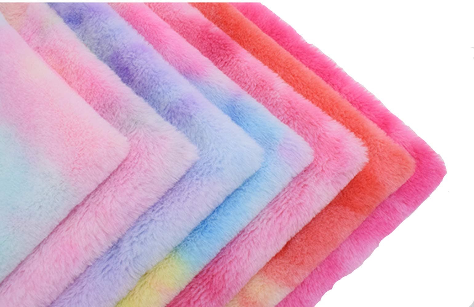 7PCS 50 * 50cm Colorful Knitted Panne Velvet Plush Fabric Anti Pill Fabric Patchwork Polyester Fleece Cloth for DIY Sewing Handmade Dolls