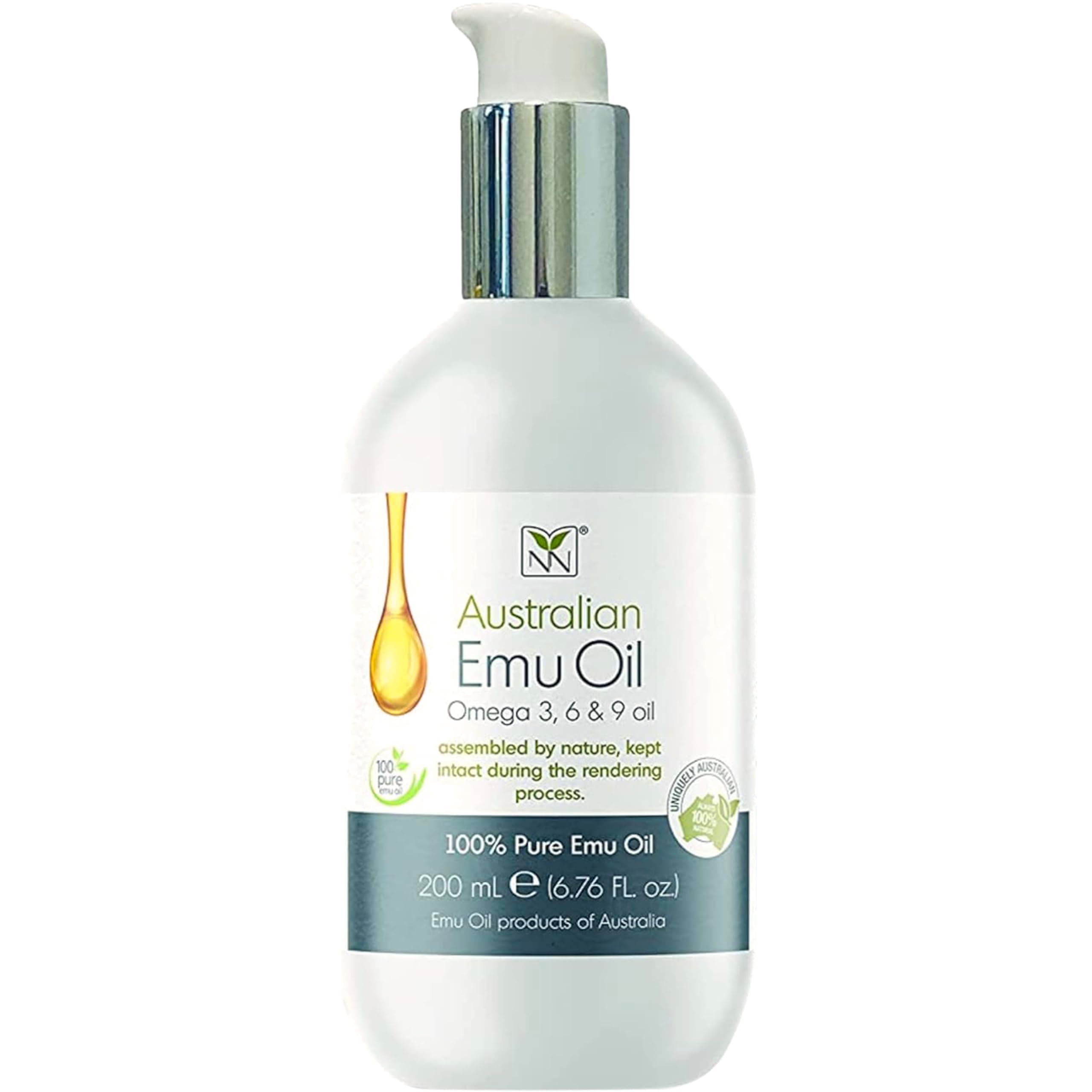 Emu Oil for Skin & Hair - Scalp, Nails, Hair, Face and Body Oil Infused with Omega 3, 6, 9, Vitamins, & Minerals - 60mL Unscented Body & Face Serum for Fine Lines, Stretch Marks, Dry Lips & Cuticles