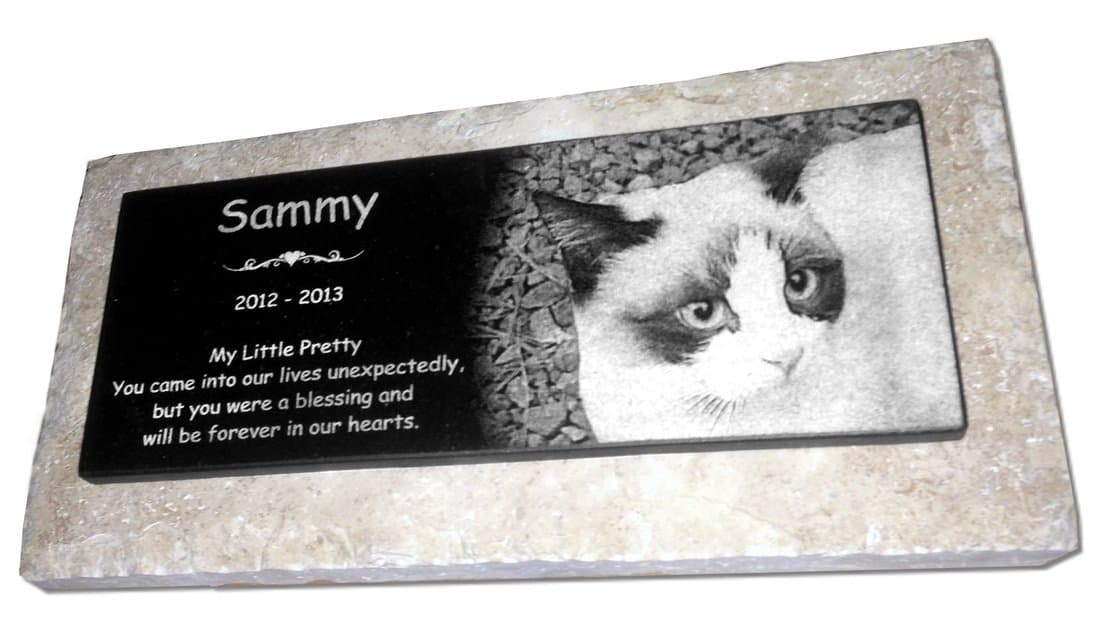 StoneArtUSA Personalized Custom Engraved Granite/Pavestone Pet Memorial by Eric Marker Gravestone Garden Stone Monument Memorial Laser Etched w/Photo Dog Cat Horse Pets (MPV)
