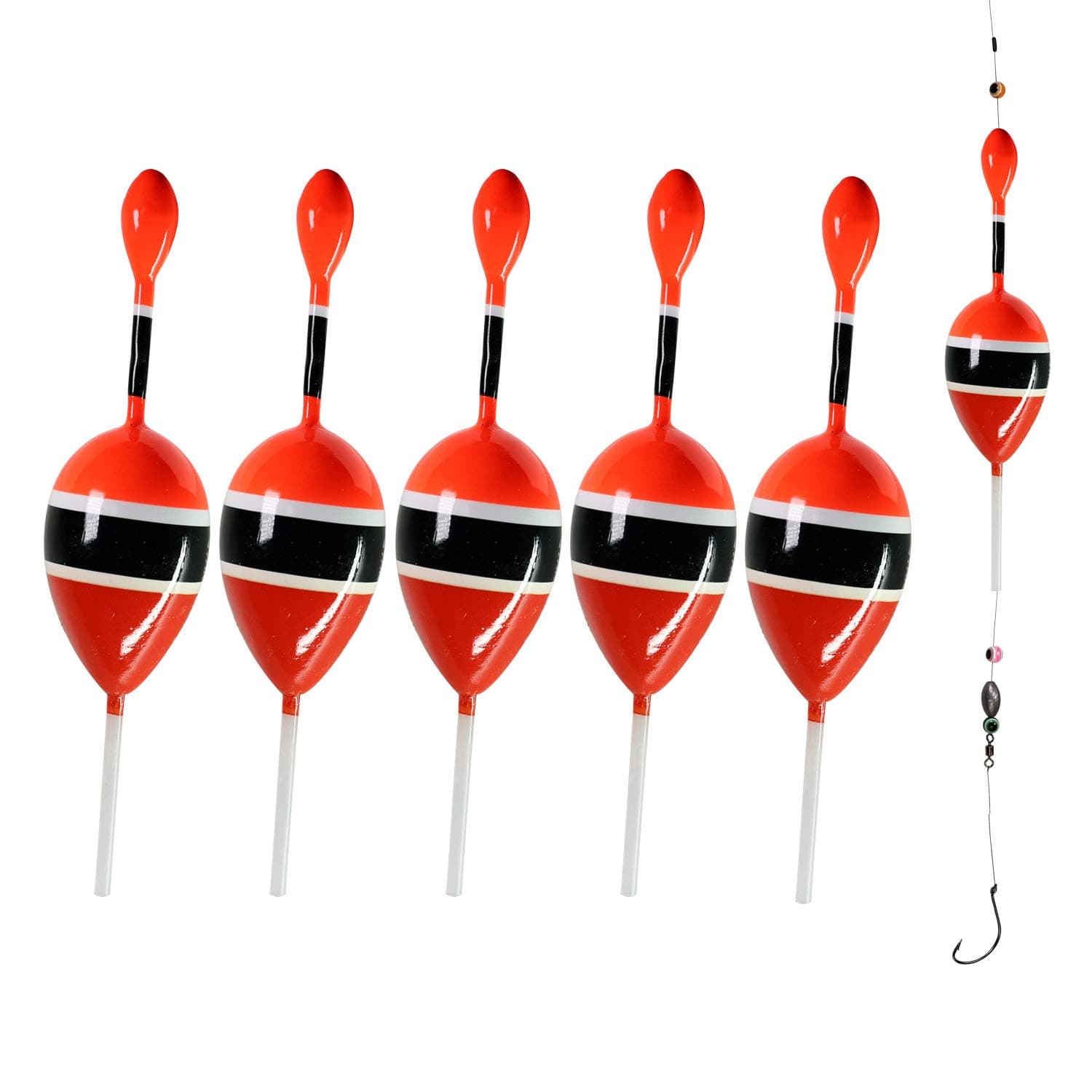 THKFISH Fishing Floats Bobbers Slide Floats Balsa Fishing Bobber Slip Bobbers for Crappie Panfish Trout Bass (1/2oz 2"x5.28") (1/6 1.6"x4.8") 5Pcs