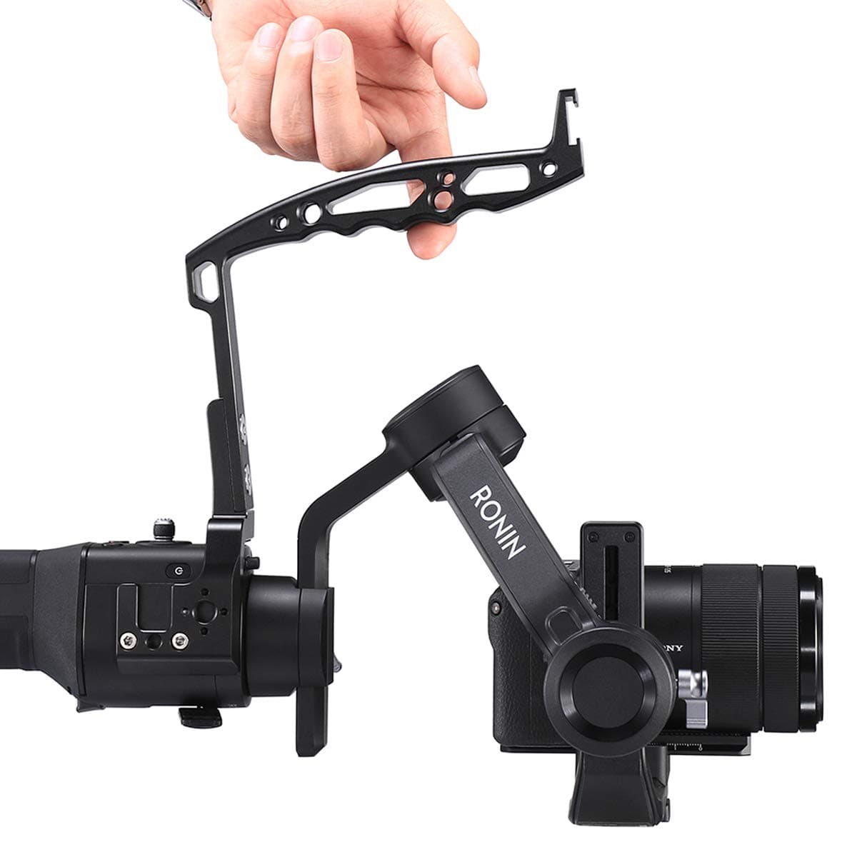 UURig DH12 Handy Grip for DJI Ronin SC Gimbal Stabilizer Accessories, Low Position Inverted Ronin-SC Handle with Cold Shoe Microphone/Monitor Mount, 1/4" 3/8" Extension