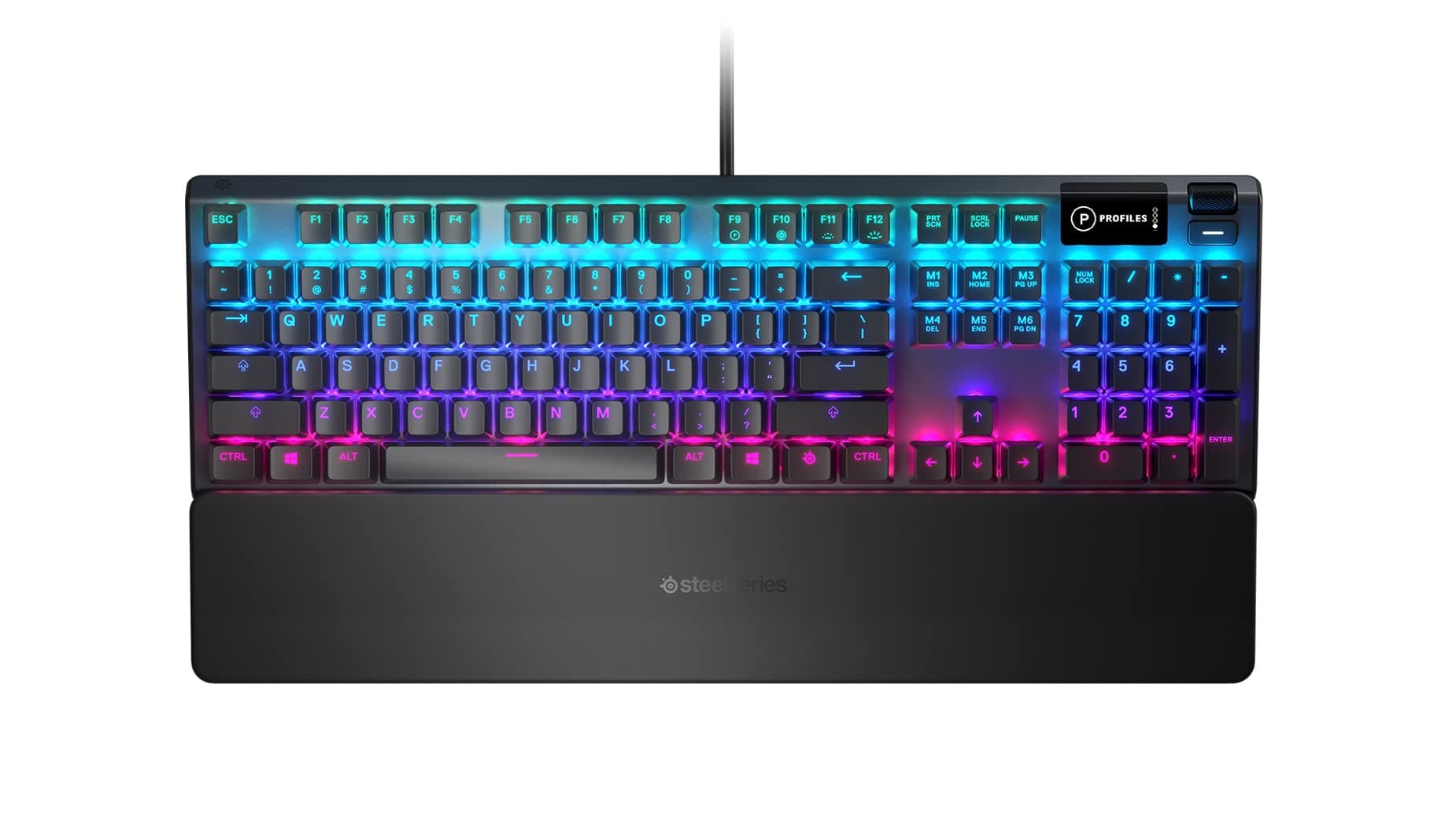 Apex 5 Hybrid Mechanical USB Gaming Keyboard Per-Key RGB Illumination Aircraft Grade Aluminum Alloy Frame OLED Smart Display (Hybrid Blue Switch)