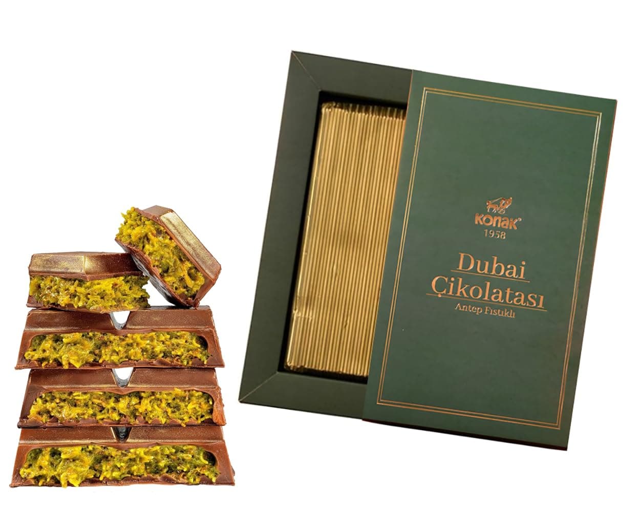 Dubai Chocolate Bar - 7oz | 200g HANDMADE Premium Rich Milk Kunafa Pistachio Butter Chocolate, Individually Wrapped Fresh Treats, Luxury Gift Box for Birthdays & Special Occasions, Large Bar
