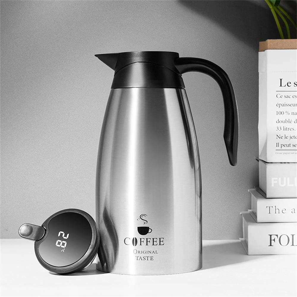 FayruzCoffee Carafe Stainless Steel Thermos Carafes With LED Temperature Display, Double Walled Large Insulated Vacuum flask
