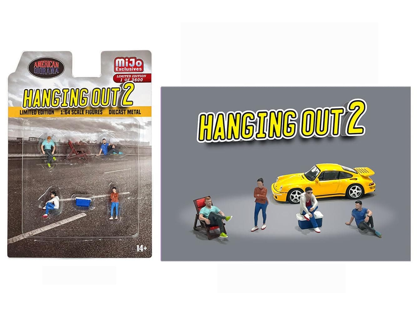 American Diorama Hanging Out 2" 6 Piece Diecast Figure Set (4 Figures, 1 Seat, 1 Cooler) Limited Edition to 3600 Pieces Worldwide for 1/64 Scale Models AD-76518MJ