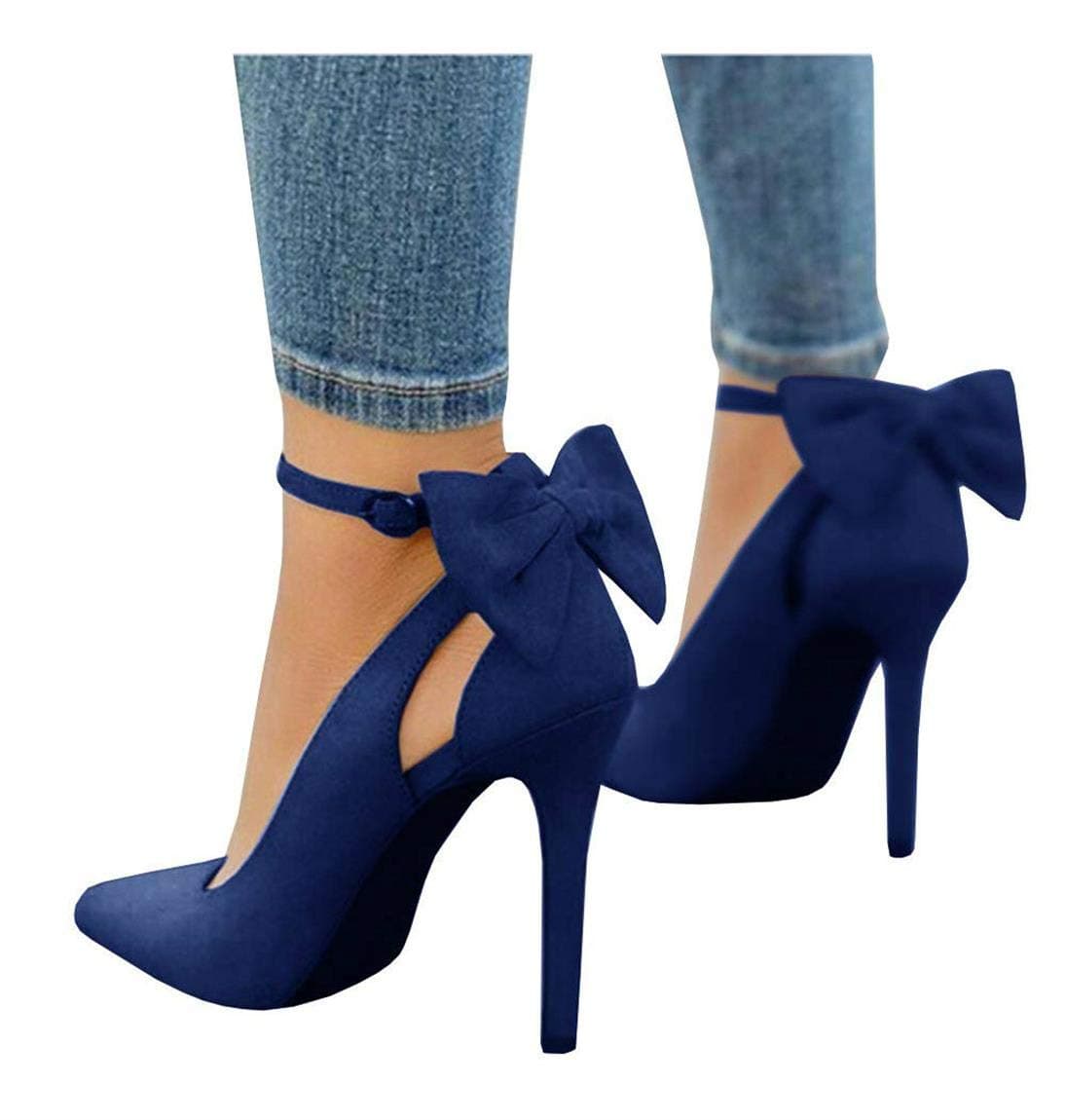 Women's Pointed Toe High Heels Ankle Strap D'Orsay Pumps Shoes Bow Wedding Bowtie Back Dress Sandals