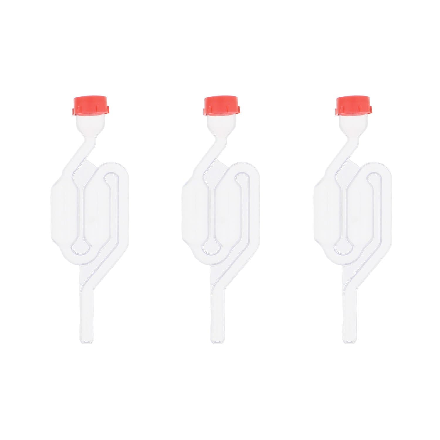 G Francis S-Shape Bubble Water Grommet 3-Pack Airlocks for Fermenting, Exhaust Seal Valves Beer Wine Making Fermentation