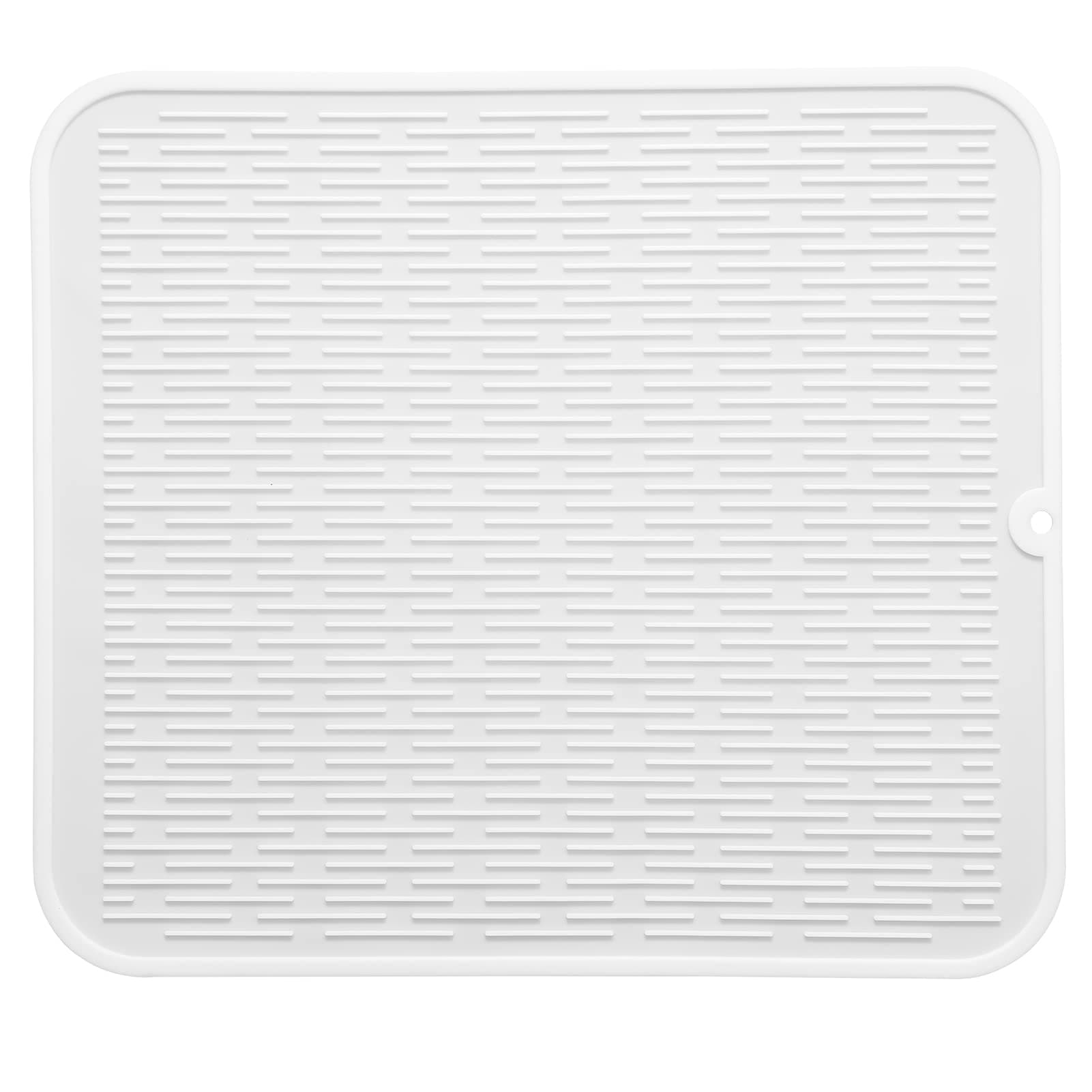 MicoYang Silicone Dish Drying Mat for Multiple Usage,Easy clean,Eco-friendly,Heat-resistant Silicone Mat for Kitchen Counter or Sink,Refrigerator or Drawer Liner White XL 18 inches x 16 inches