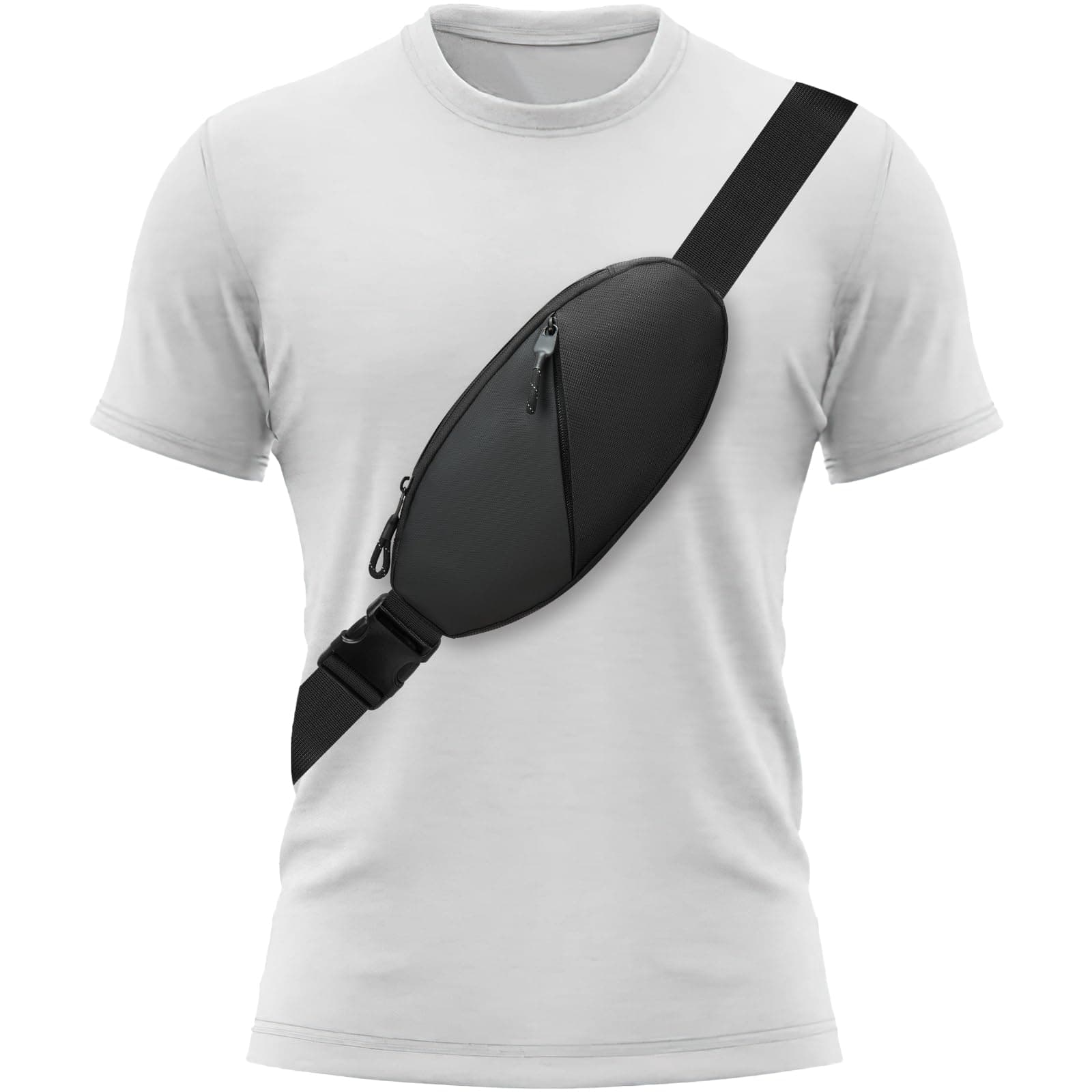 Crossbody Bag Fanny Pack Sling Chest Bag Dual Pocket Water Resistant Waist Pack Running Belt Phone Holder for Women Men